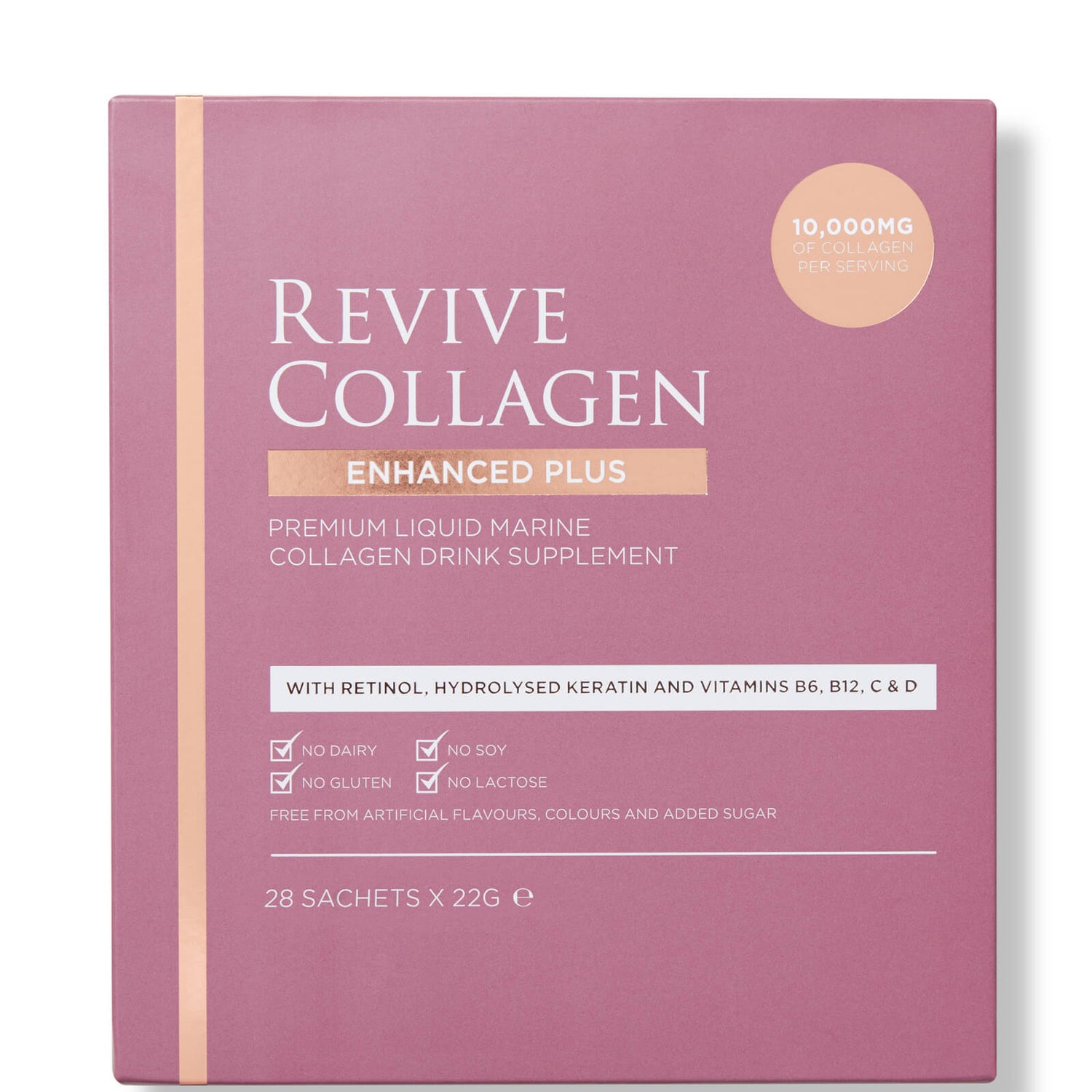 Revive Collagen Enhanced Plus 10,000mgs Liquid Hydrolysed Marine Collagen Sachet (28 Day) Free