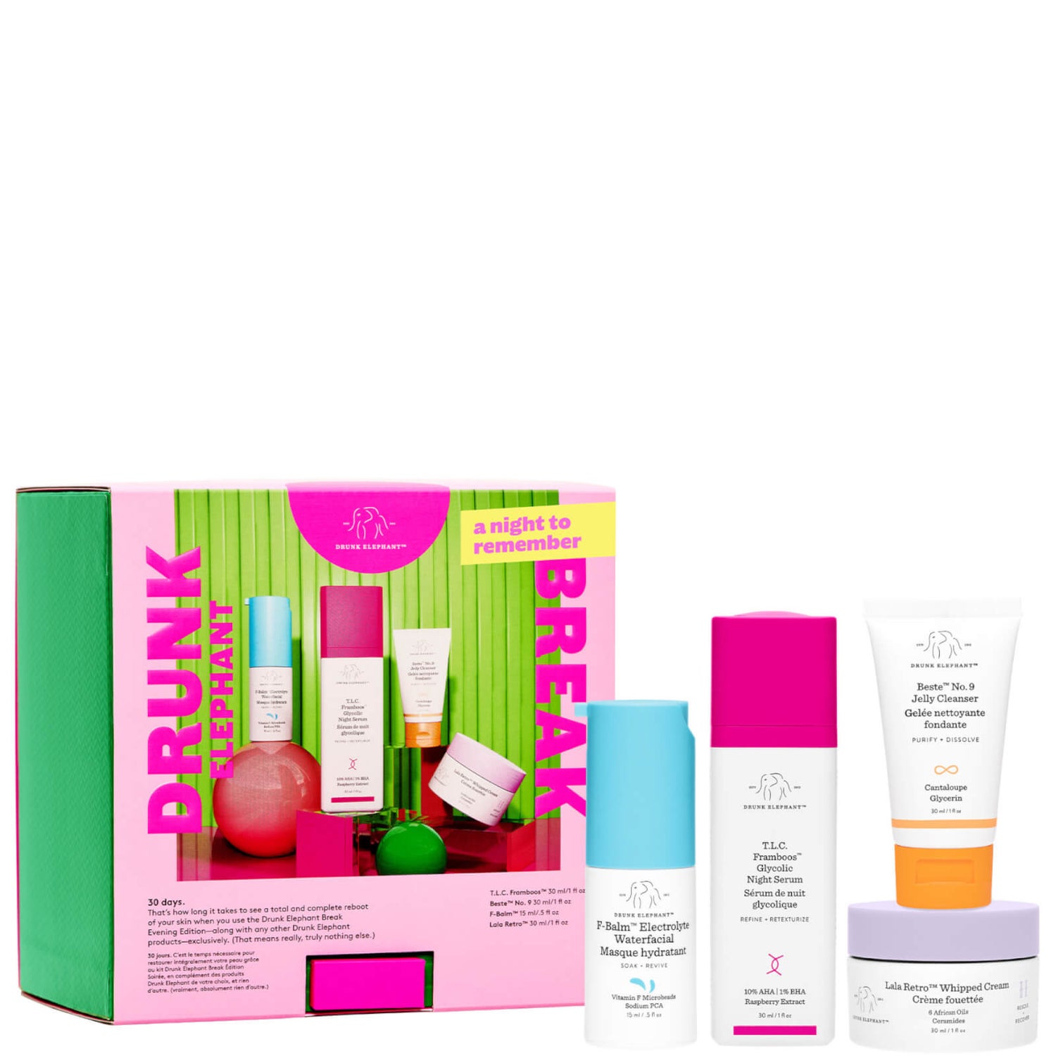 Drunk Elephant A Night to Remember Night Kit (Worth £122.00