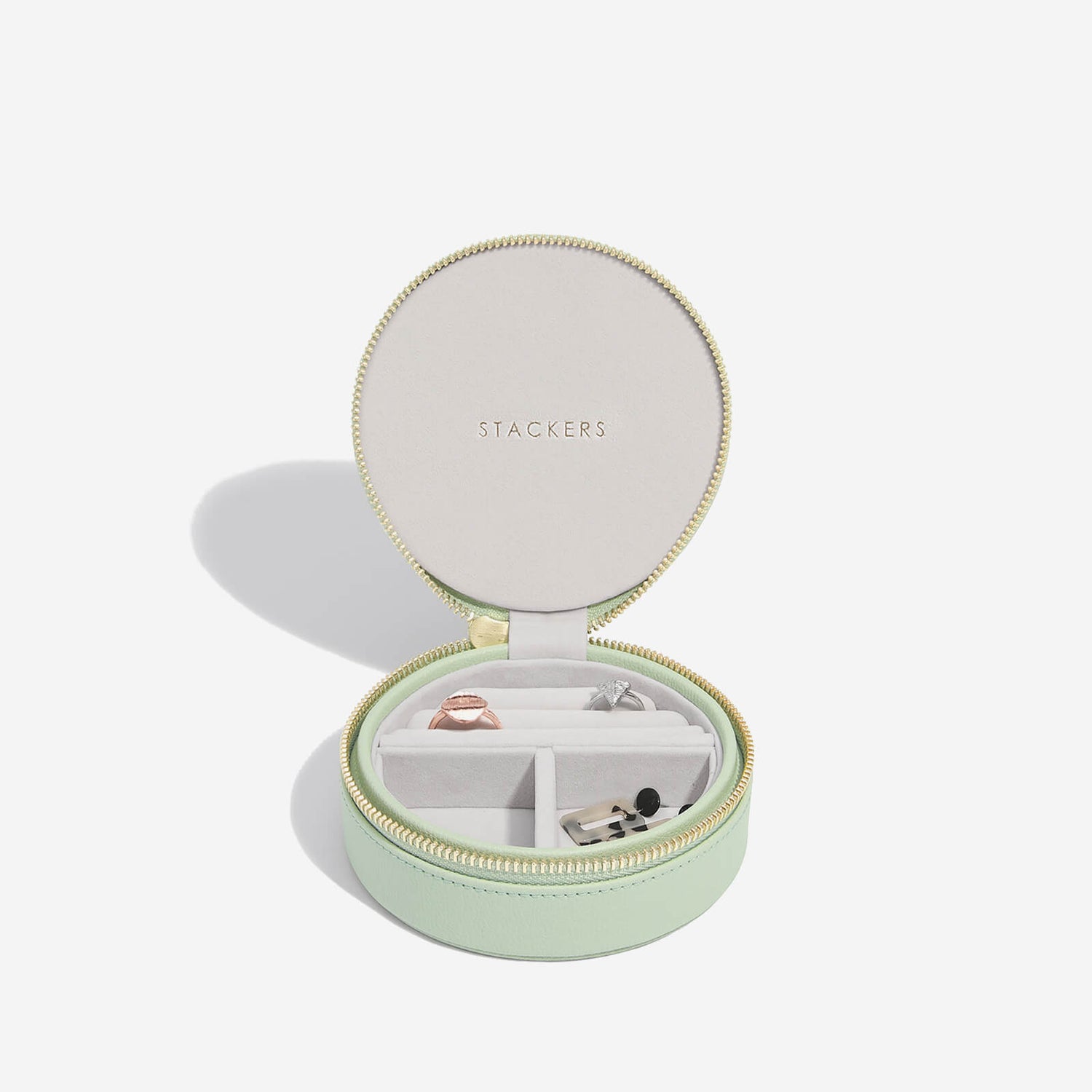 Stackers Round Travel Jewellery Case Sage