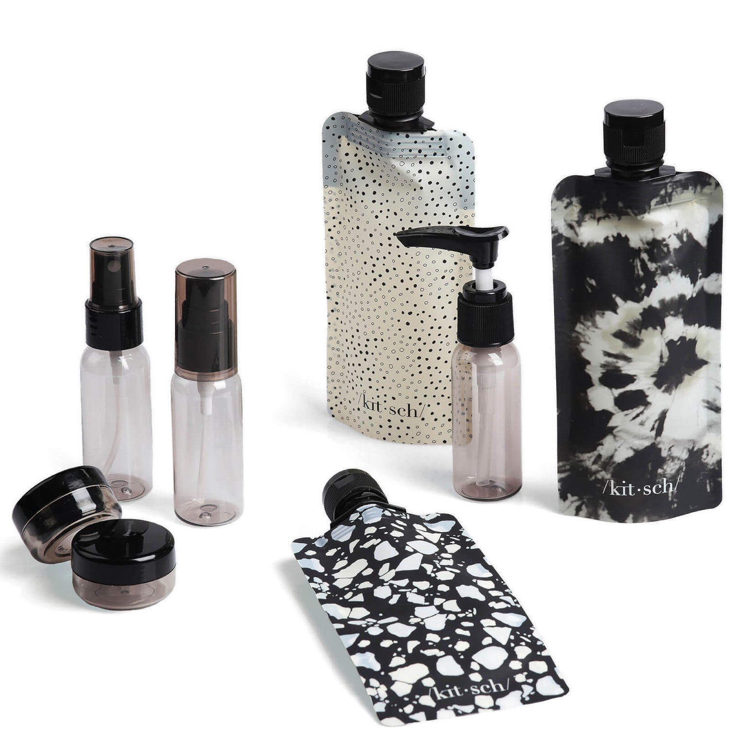 Kitsch 11Pc Travel Bottle Set Black LOOKFANTASTIC