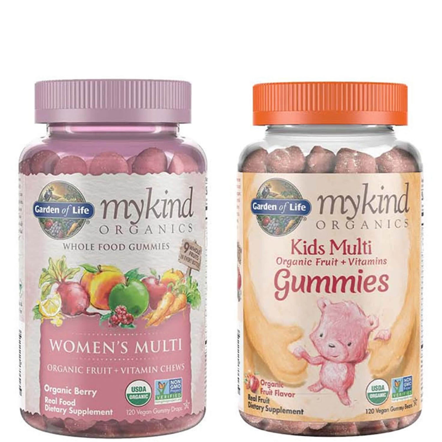 Gummy Vitamin Bundle Women's & Kids Multi Organic Fruit Garden of