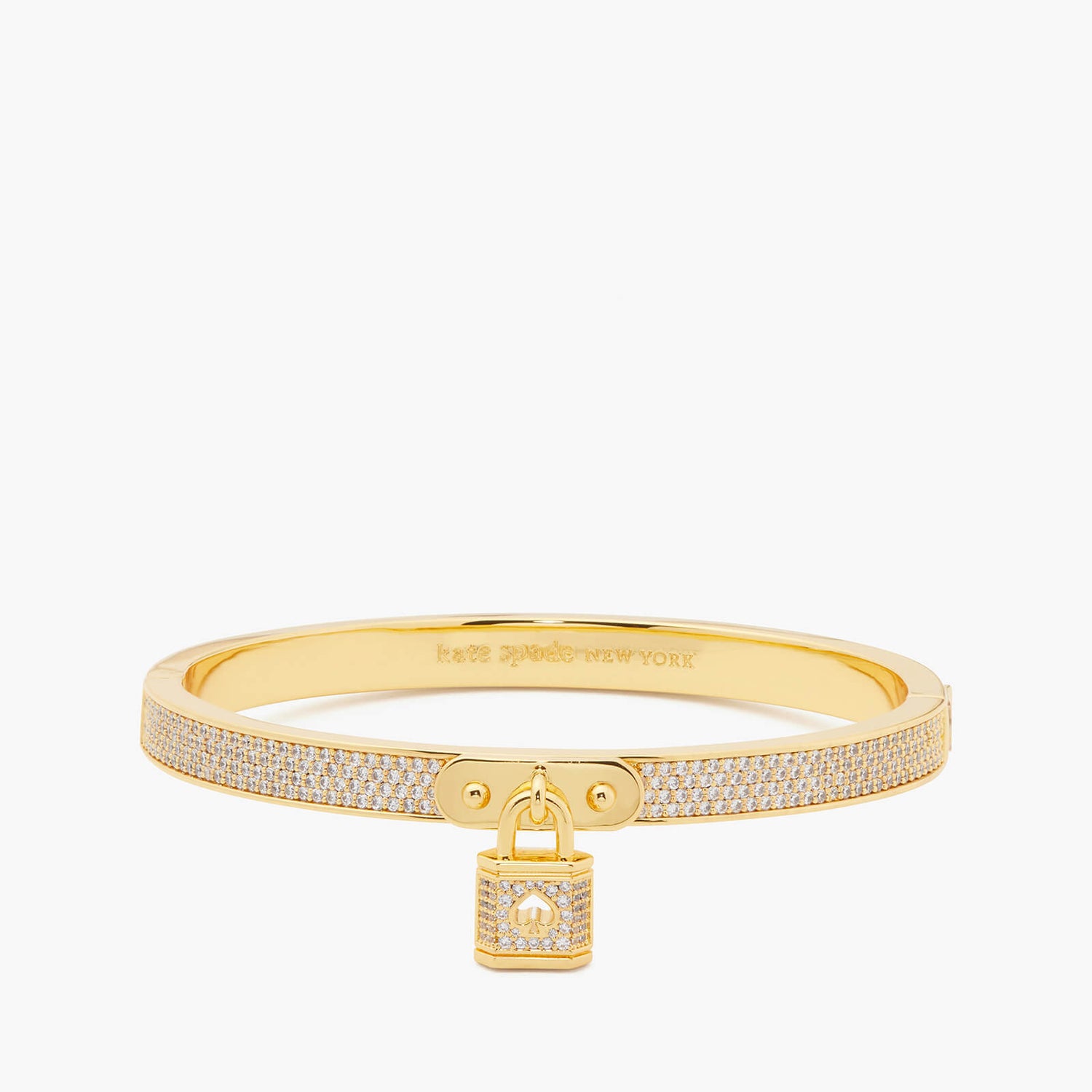 Kate Spade New York Pave Lock Pendant GoldTone Bangle