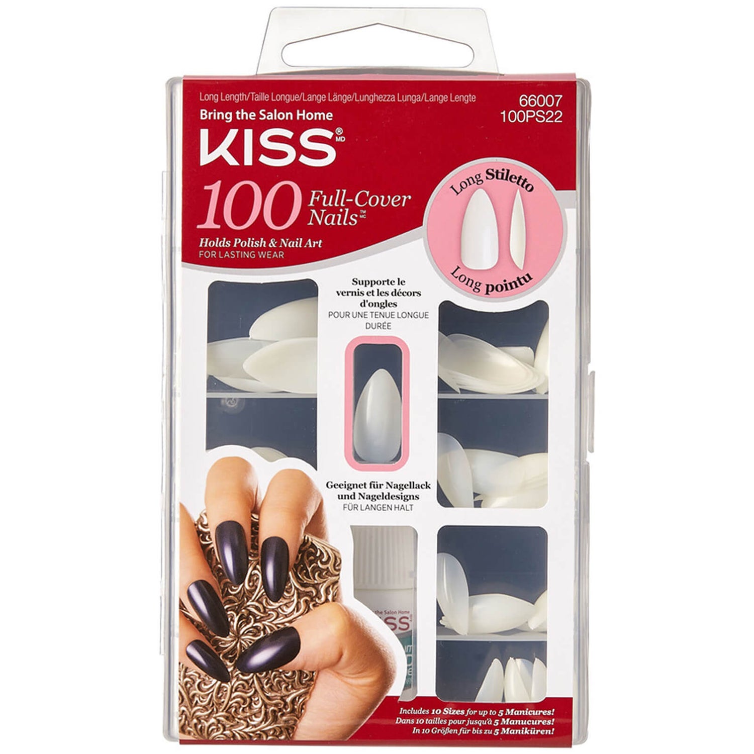 Kiss 100 Nails Long Stiletto LOOKFANTASTIC