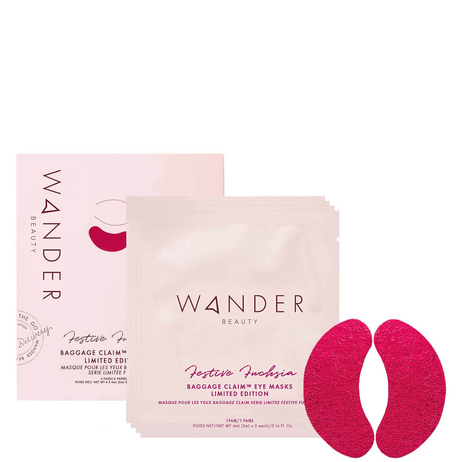 Wander Beauty Baggage Claim Limited Edition Festive Fuchsia Eye Masks