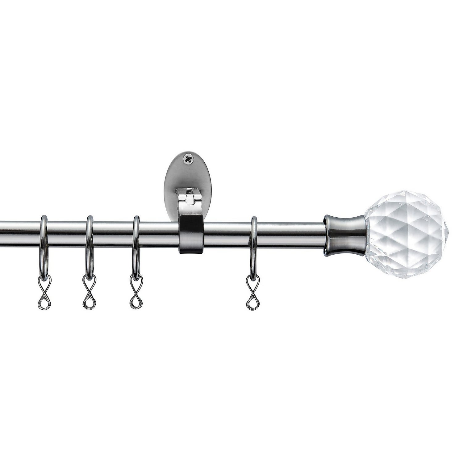 Extendable Curtain Pole With Le Glass Finial Steel Homebase