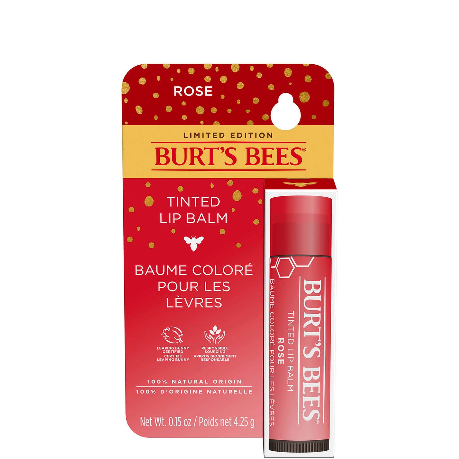 Burt's Bees Tinted Lip Balm in Rose 4.25g LOOKFANTASTIC