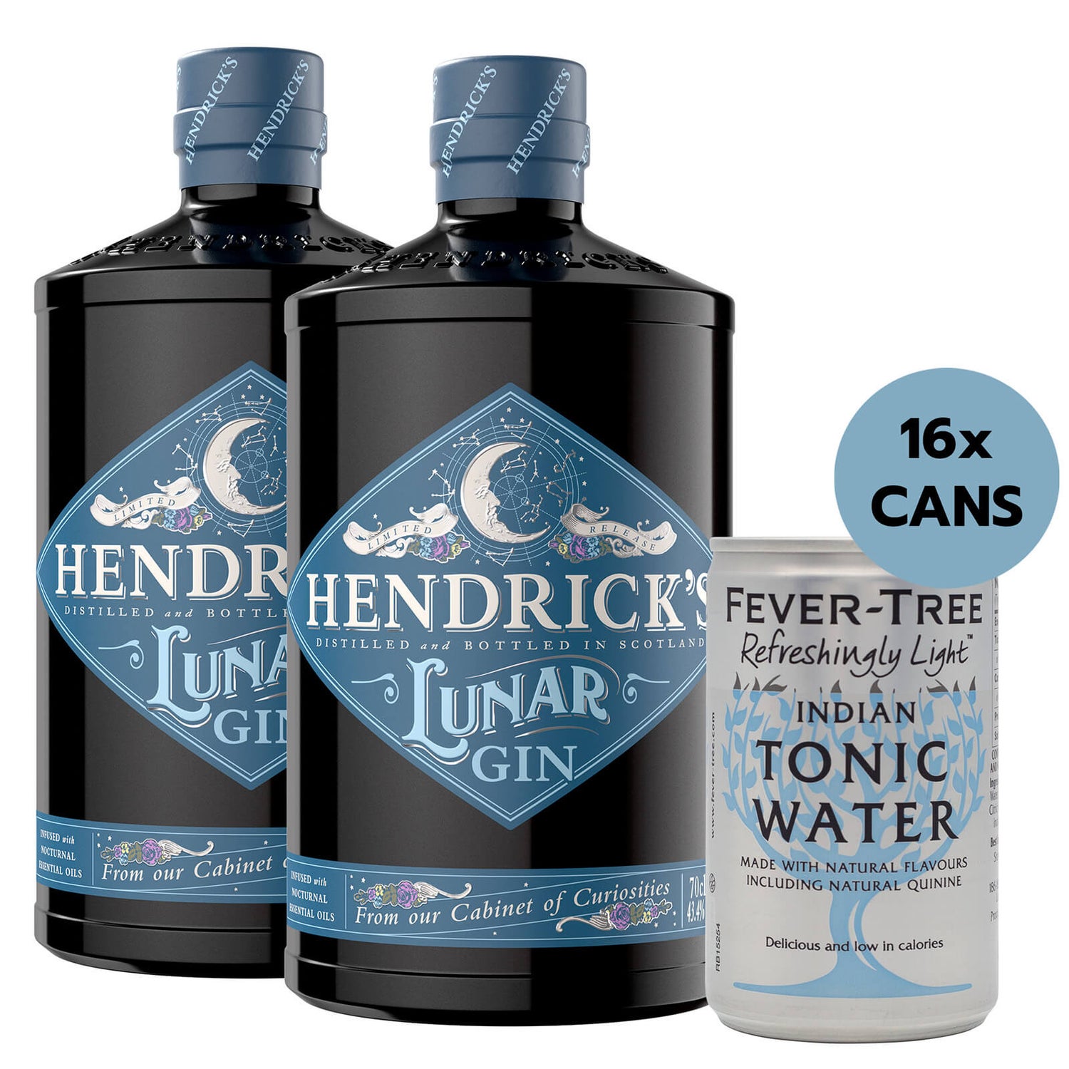 Hendrick's Lunar Gin Duo & 16 Fever Tree Light Tonic Bundle Clink*