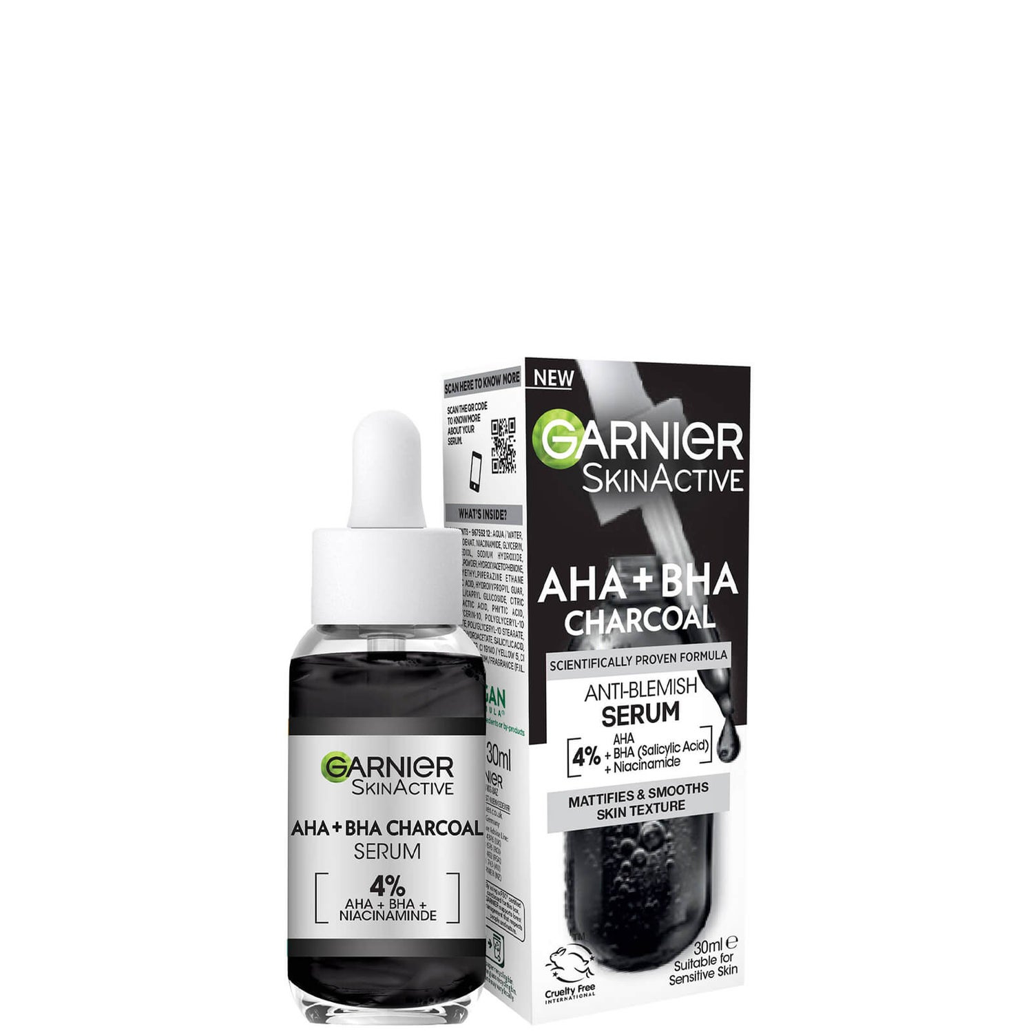 Garnier Skinactive 4% AHA BHA and Niacinamide Charcoal Serum, Resurface ...