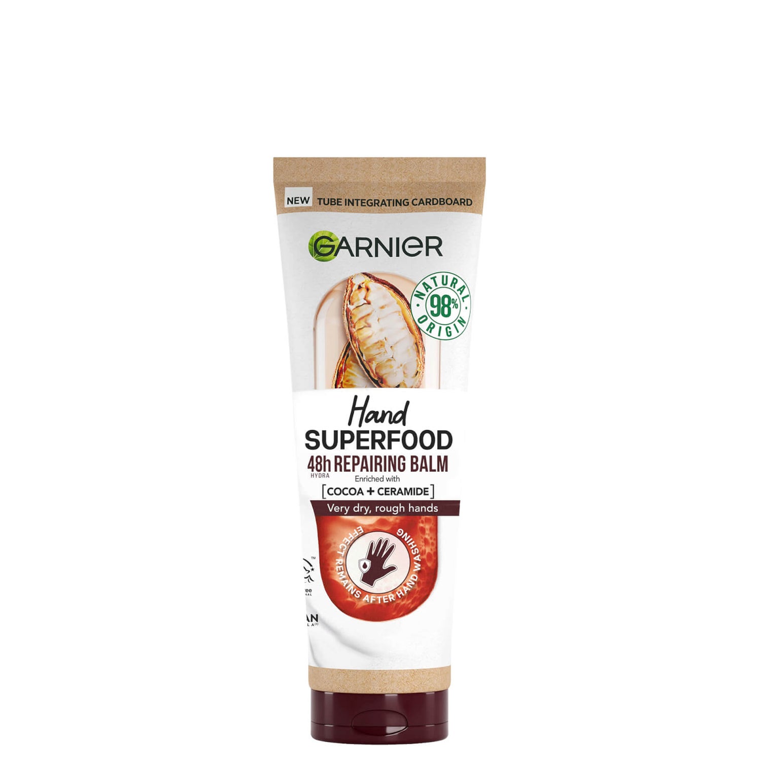 NEW Garnier Hand Superfood, Repairing Hand Cream, with Cocoa and