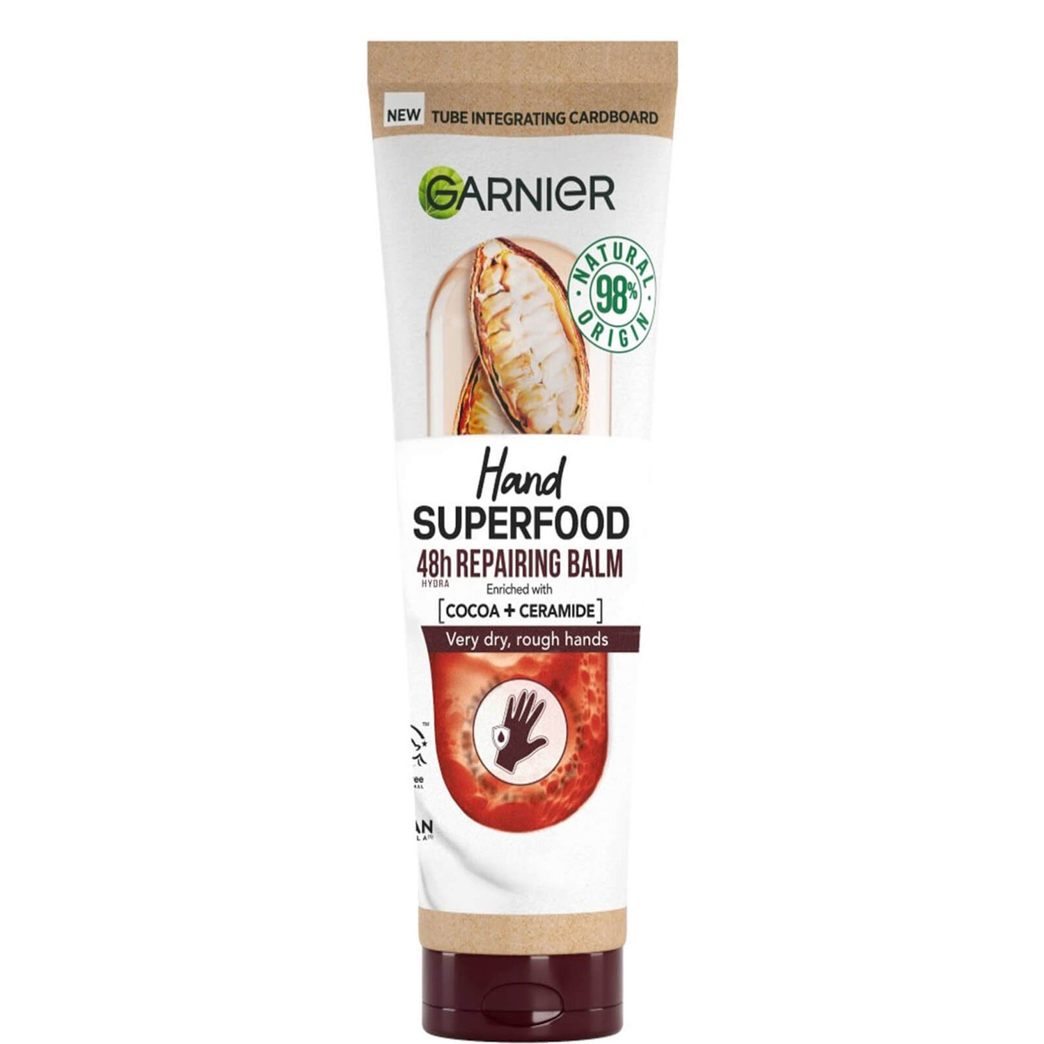Garnier Vegan Hand Superfood, Repairing Hand Cream with Cocoa and