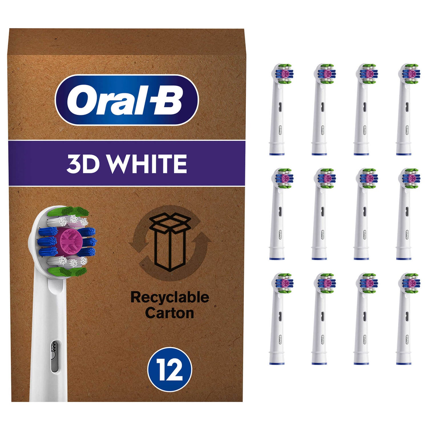 Oral B 3D White Toothbrush Heads, Pack of 12 Counts | Oral-B UK