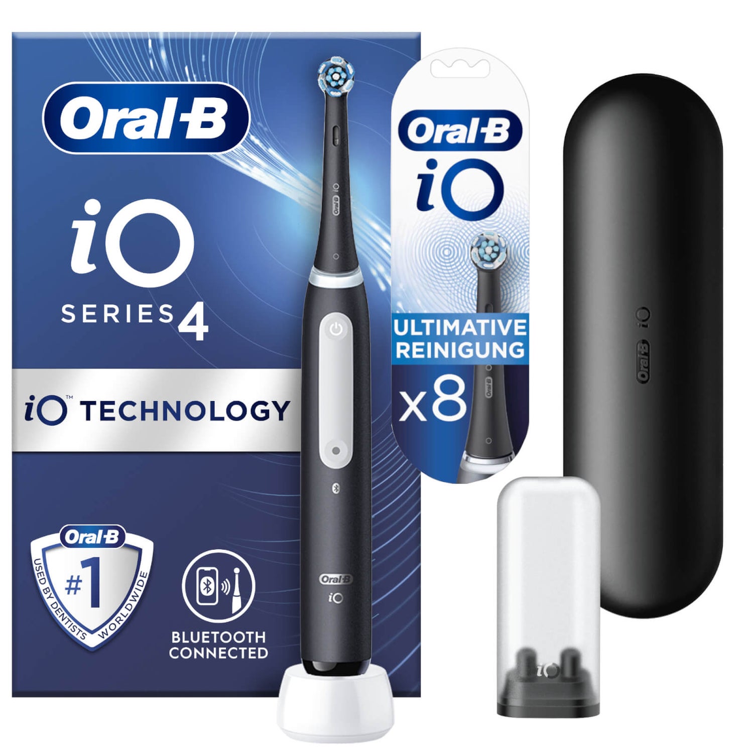 OralB iO4 Matte Black Electric Toothbrush with Travel Case OralB UK