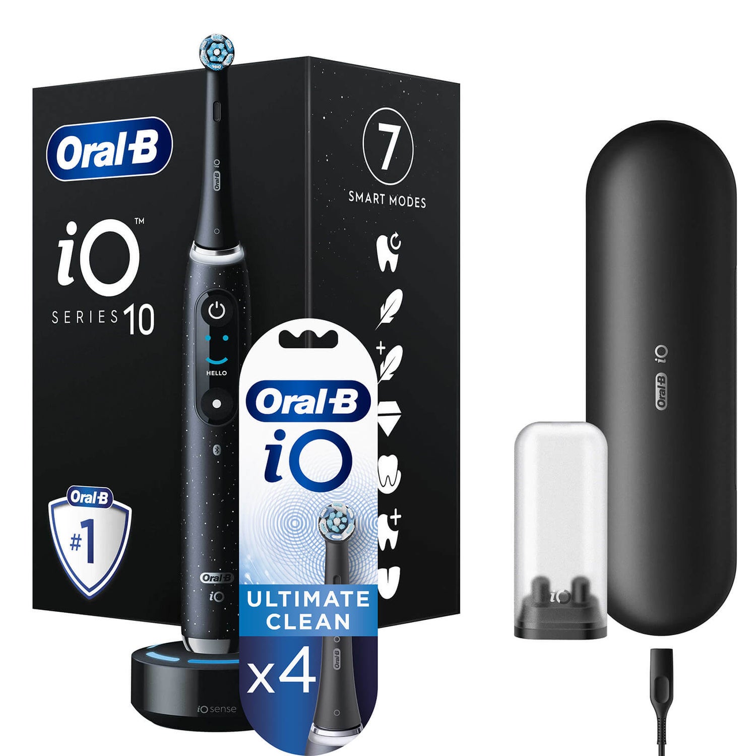 OralB iO10 Black Electric Toothbrush + Charging Travel Case