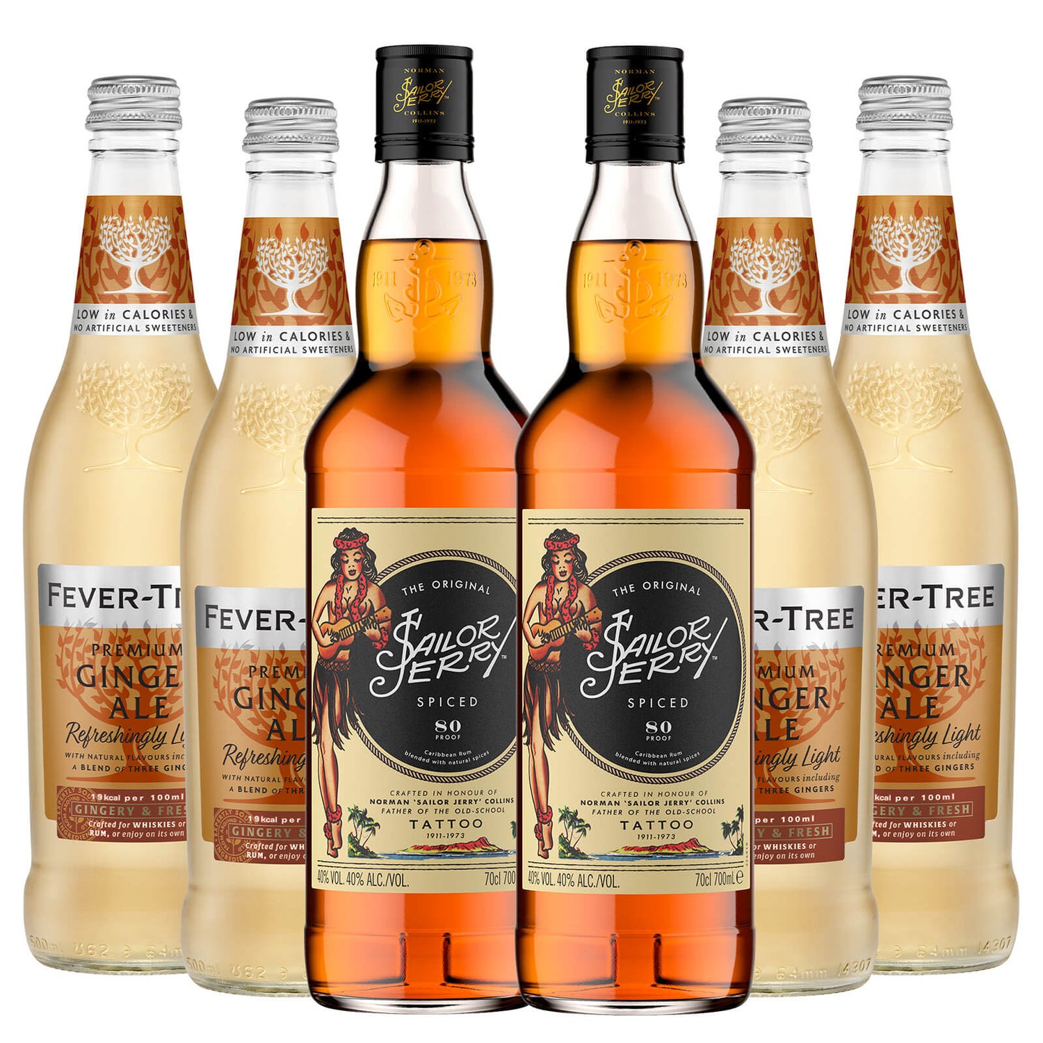 Sailor Jerry Rum & Light Ginger Ale Cocktail Double Bundle, 2 x Sailor