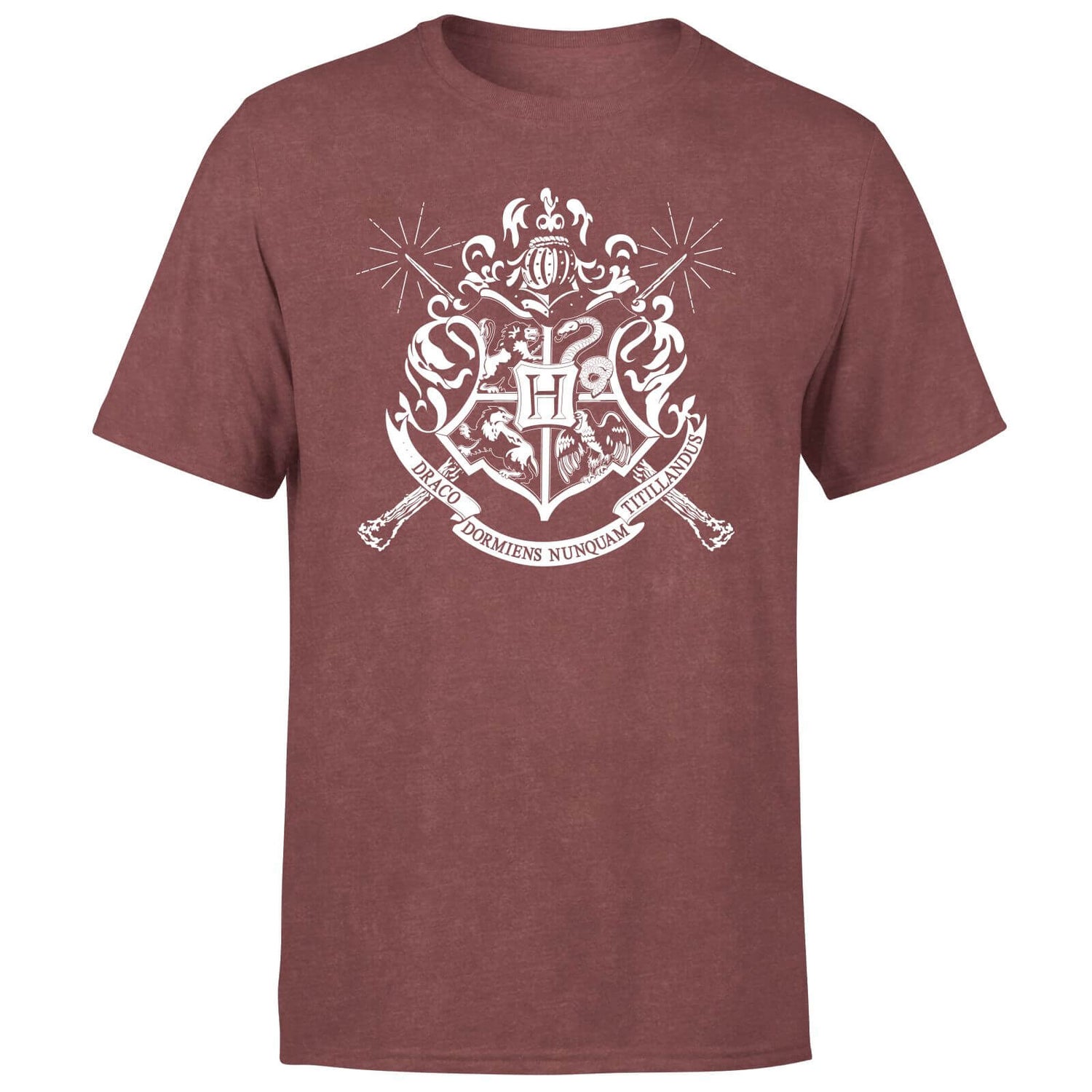 Harry Potter Hogwarts House Crest Men's TShirt Burgundy Acid Wash
