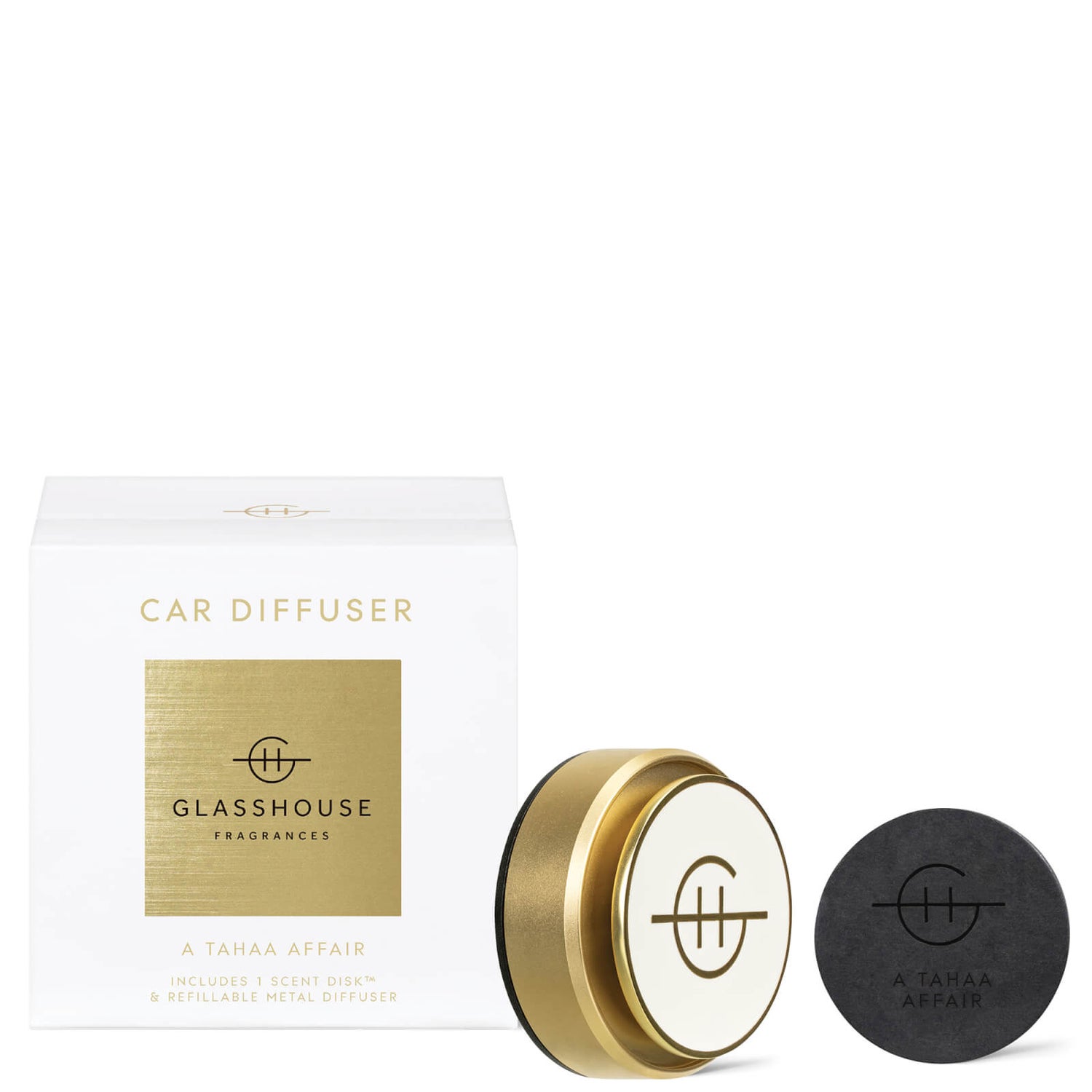 Glasshouse Fragrances White Car Diffuser A Tahaa Affair with 1 Replacement Scent Disk Buy