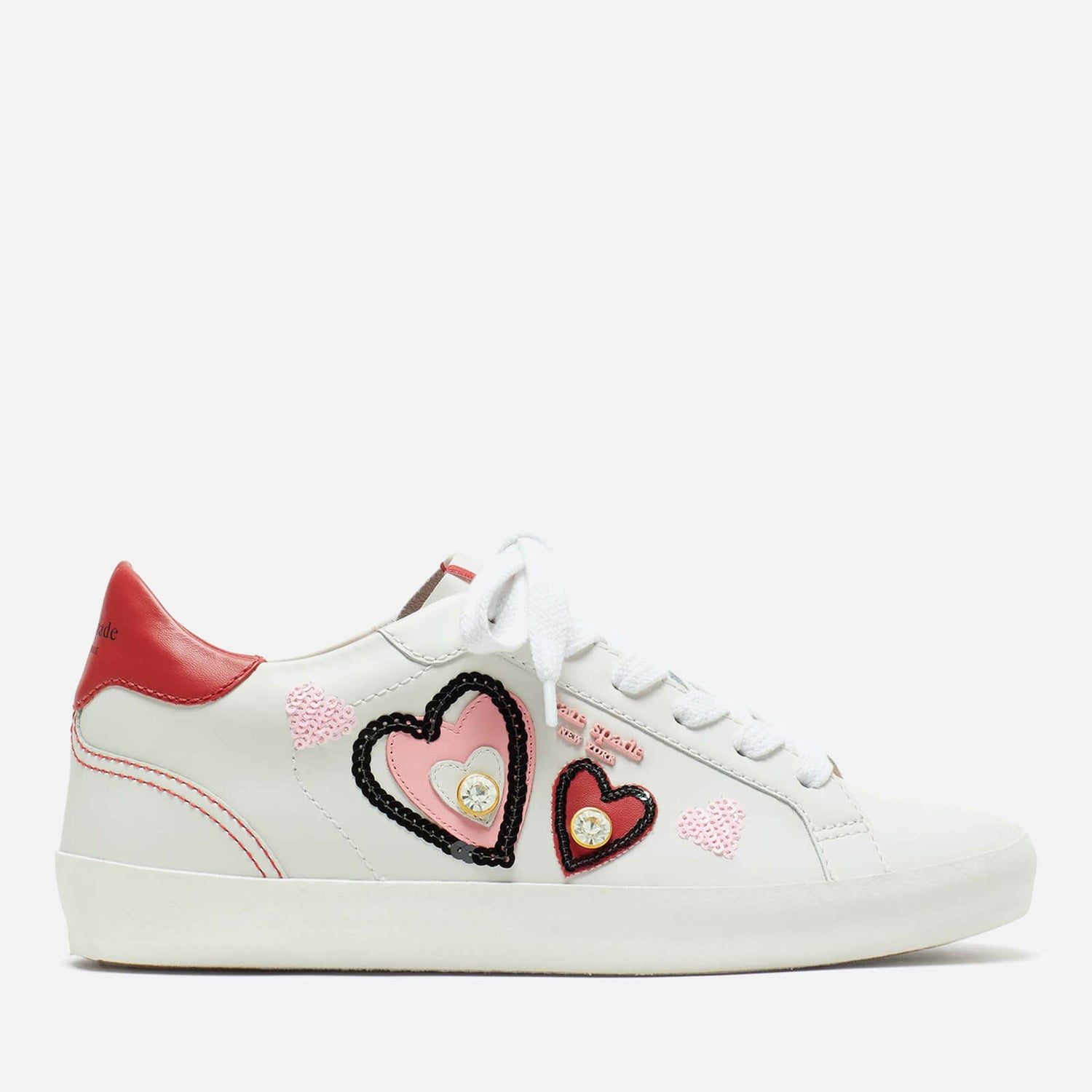Kate Spade New York Ace Hearts Embellished Leather Trainers | TheHut.com