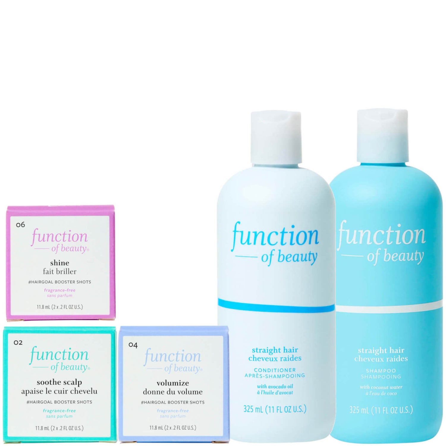 Function of Beauty Straight Hair Volumizing Shampoo and Conditioner and