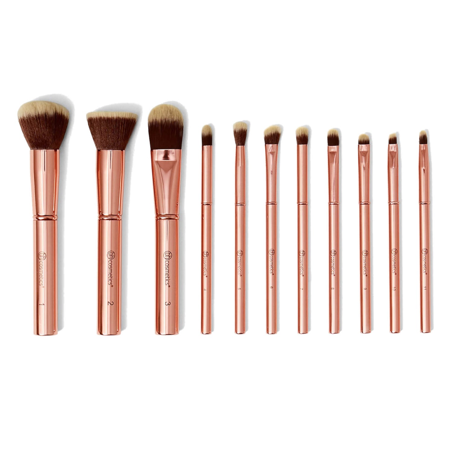 BH Cosmetics Metal Rose 11 Piece Brush Set With Cosmetic Bag