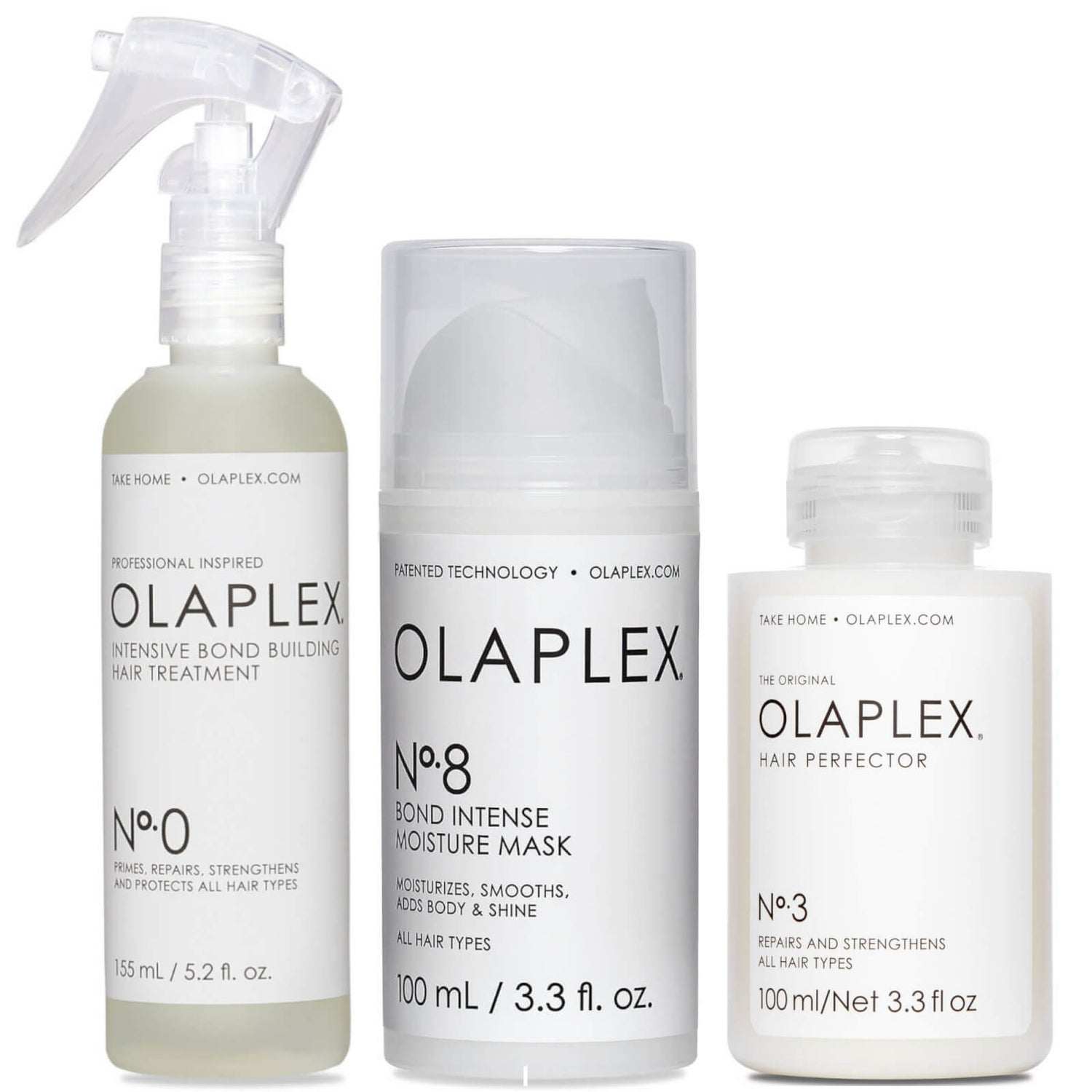 Buy Olaplex Singles Day Bundle No.0, No.3, No.8 LOOKFANTASTIC