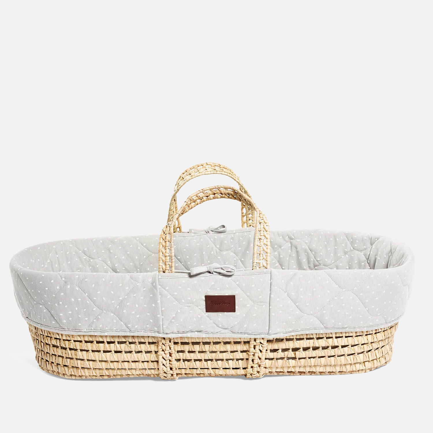 The Little Green Sheep Natural Quilted Moses Basket, Mattress + Rocking