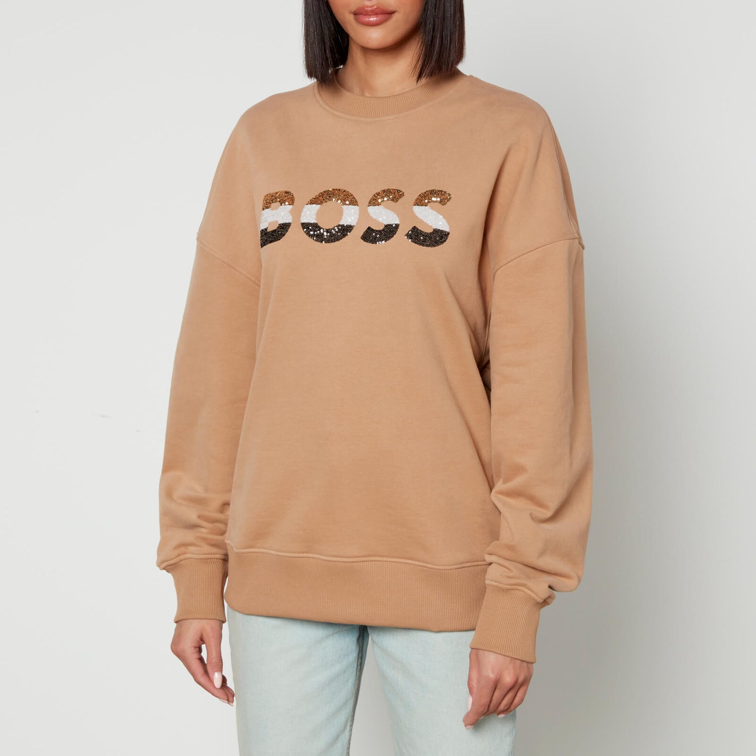 BOSS Ecomy Logo-Sequined Cotton-Blend Jersey Sweatshirt | TheHut.com