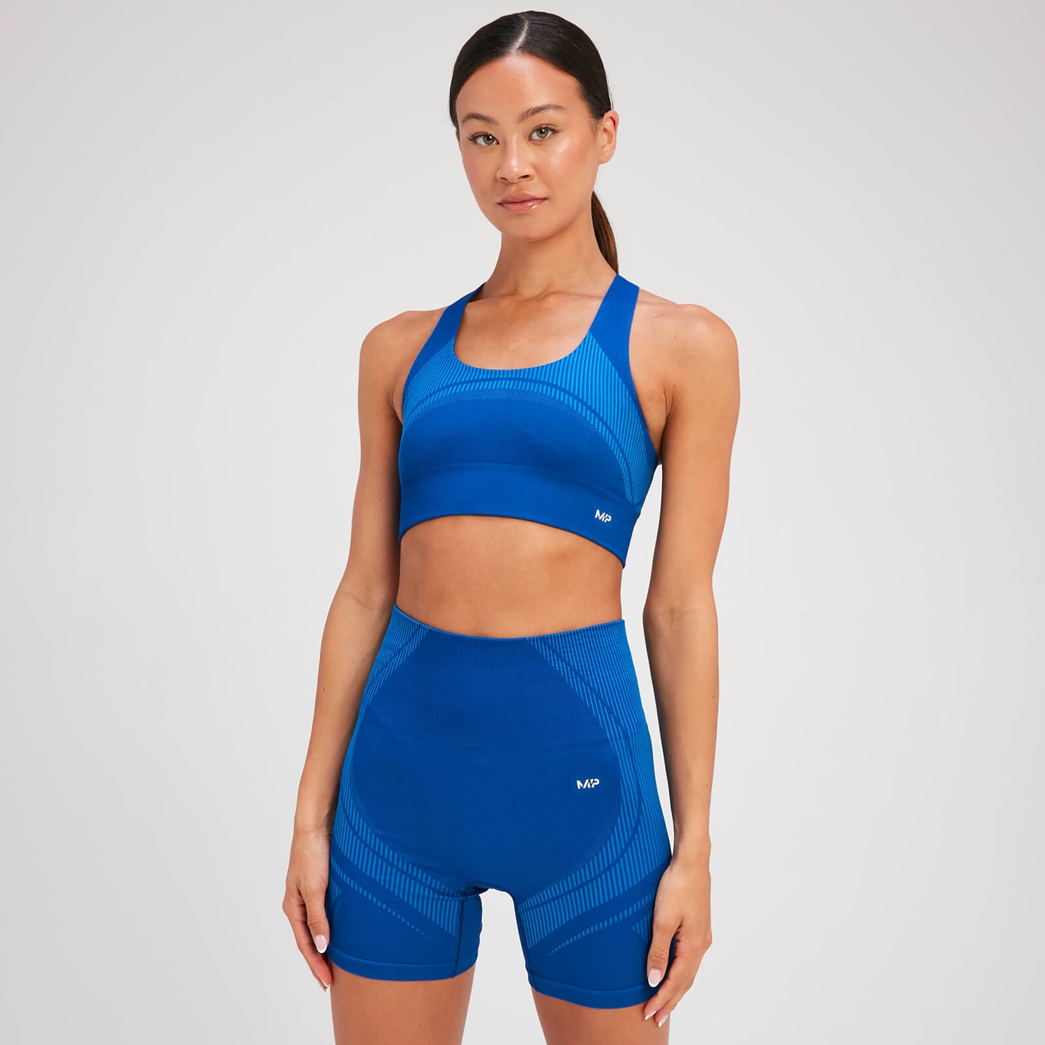 Mp Womens Tempo Ultra Seamless Sports Bra Surf Blue Myprotein™ 