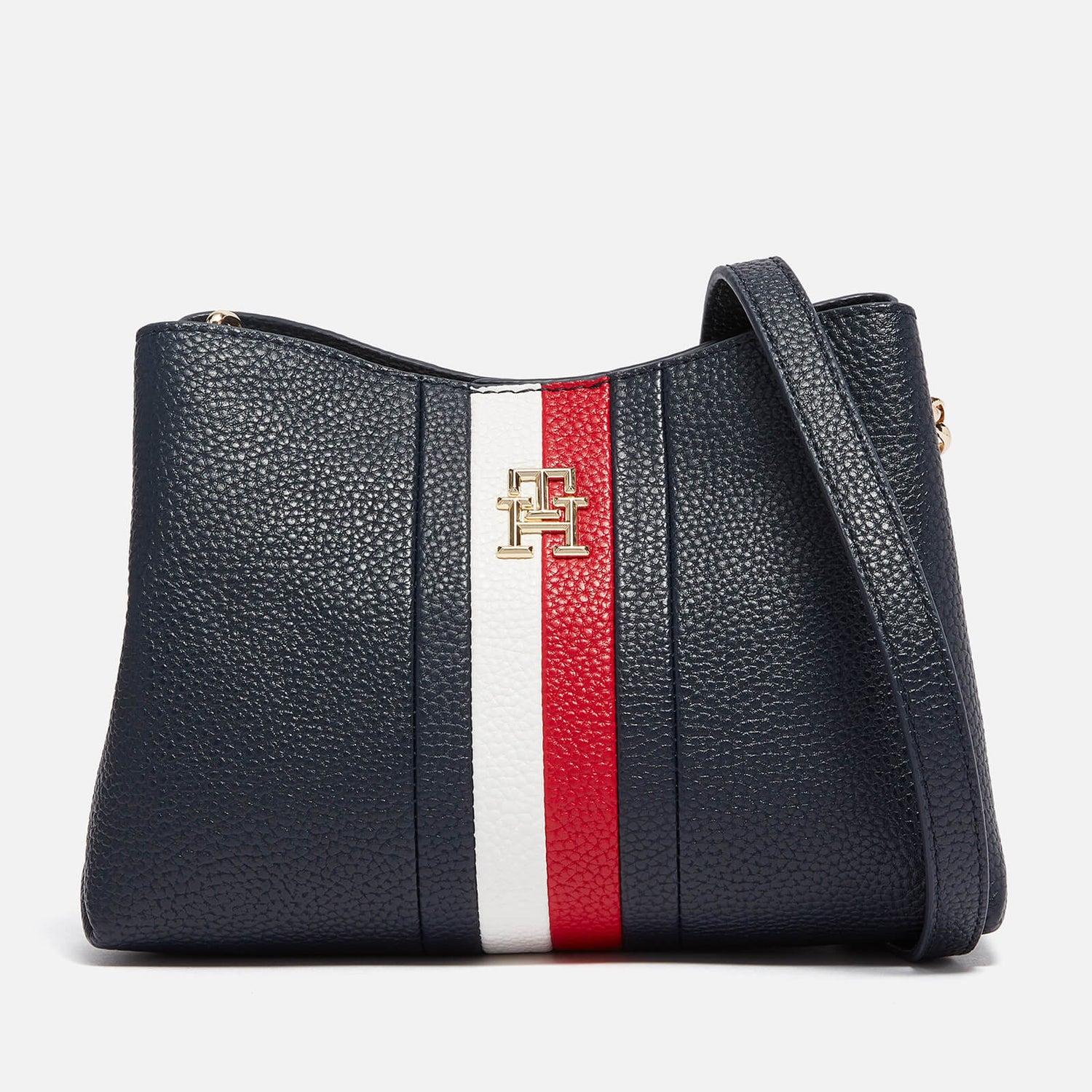 Tommy Hilfiger Striped Faux Leather Shoulder Bag
