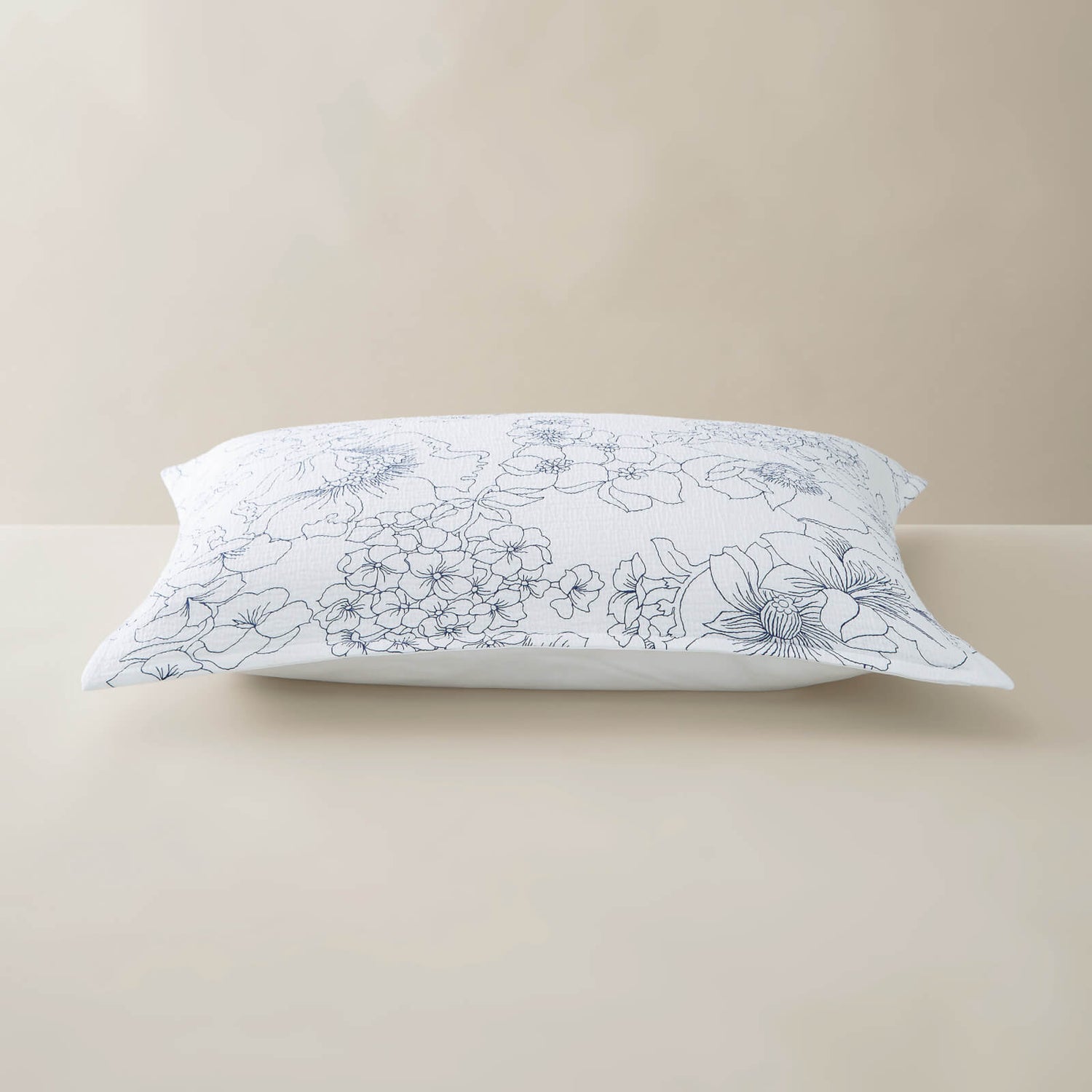 Ted Baker Linear Floral Pillow Case Oxford Blue