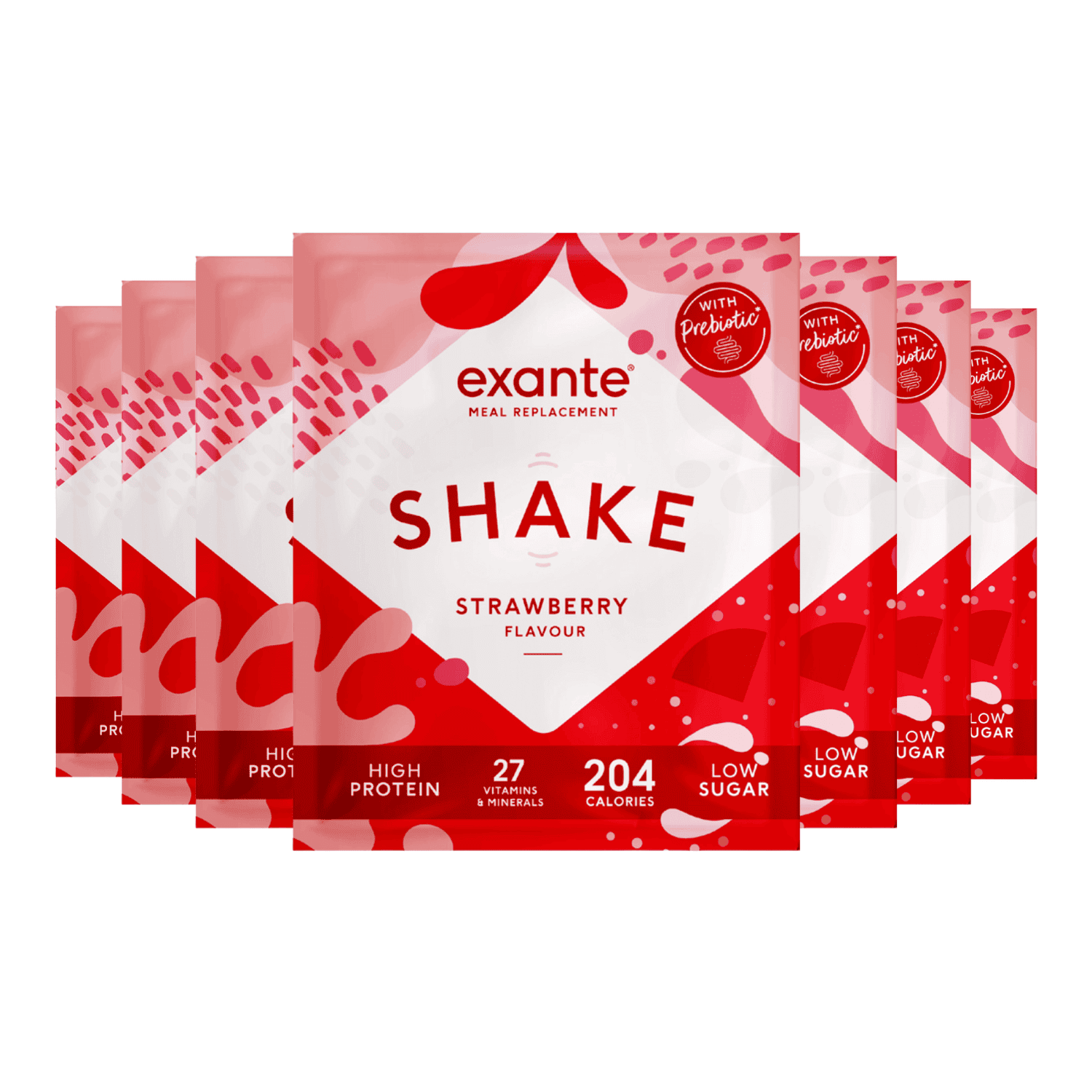 Strawberry Flavour Low Sugar Meal Replacement Shake (Box of 7) Exante UK