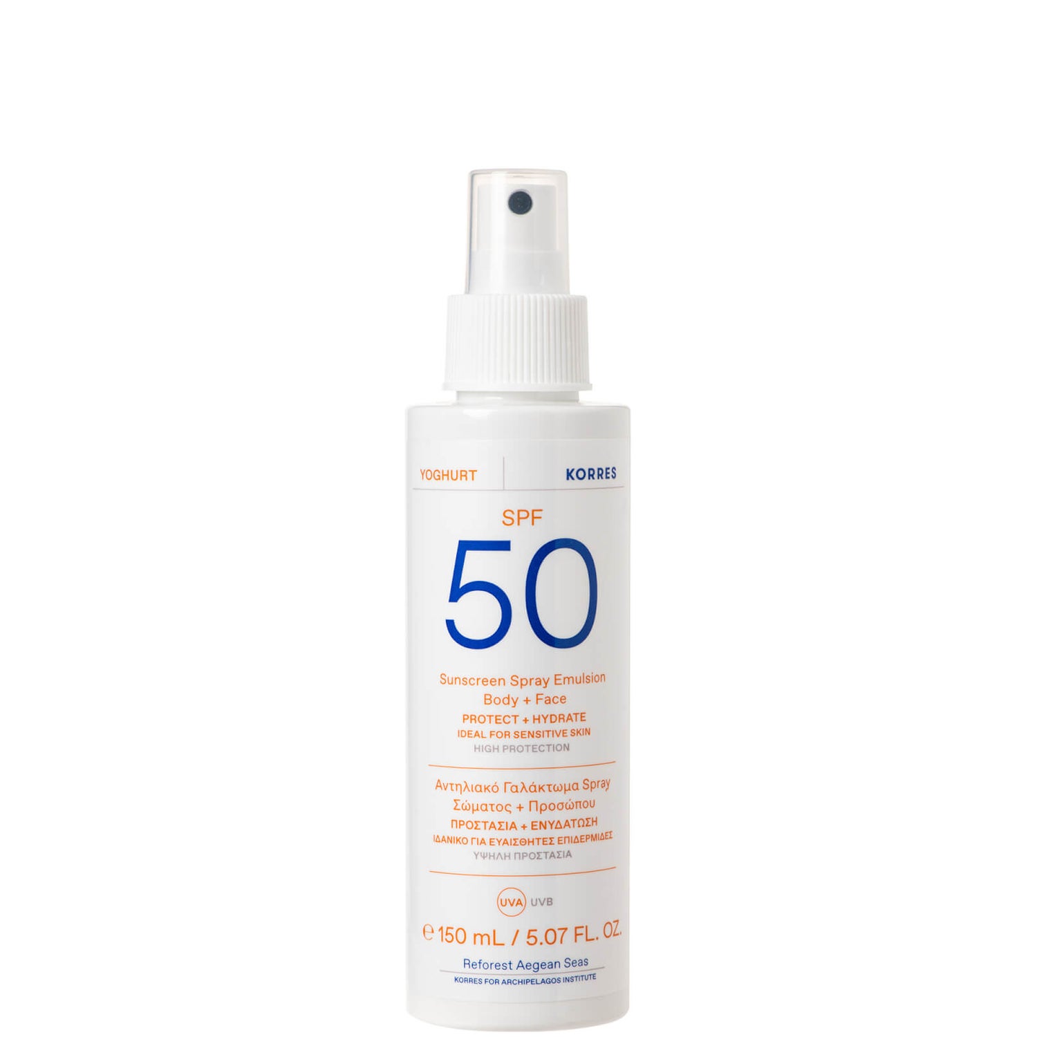 KORRES YOGHURT Spray Emulsion Body and Face SPF50 150ml - LOOKFANTASTIC