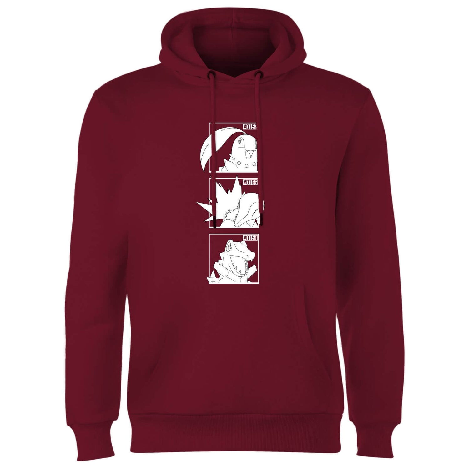 Pokemon Generation 2 Monochrome Starters Hoodie Burgundy Clothing