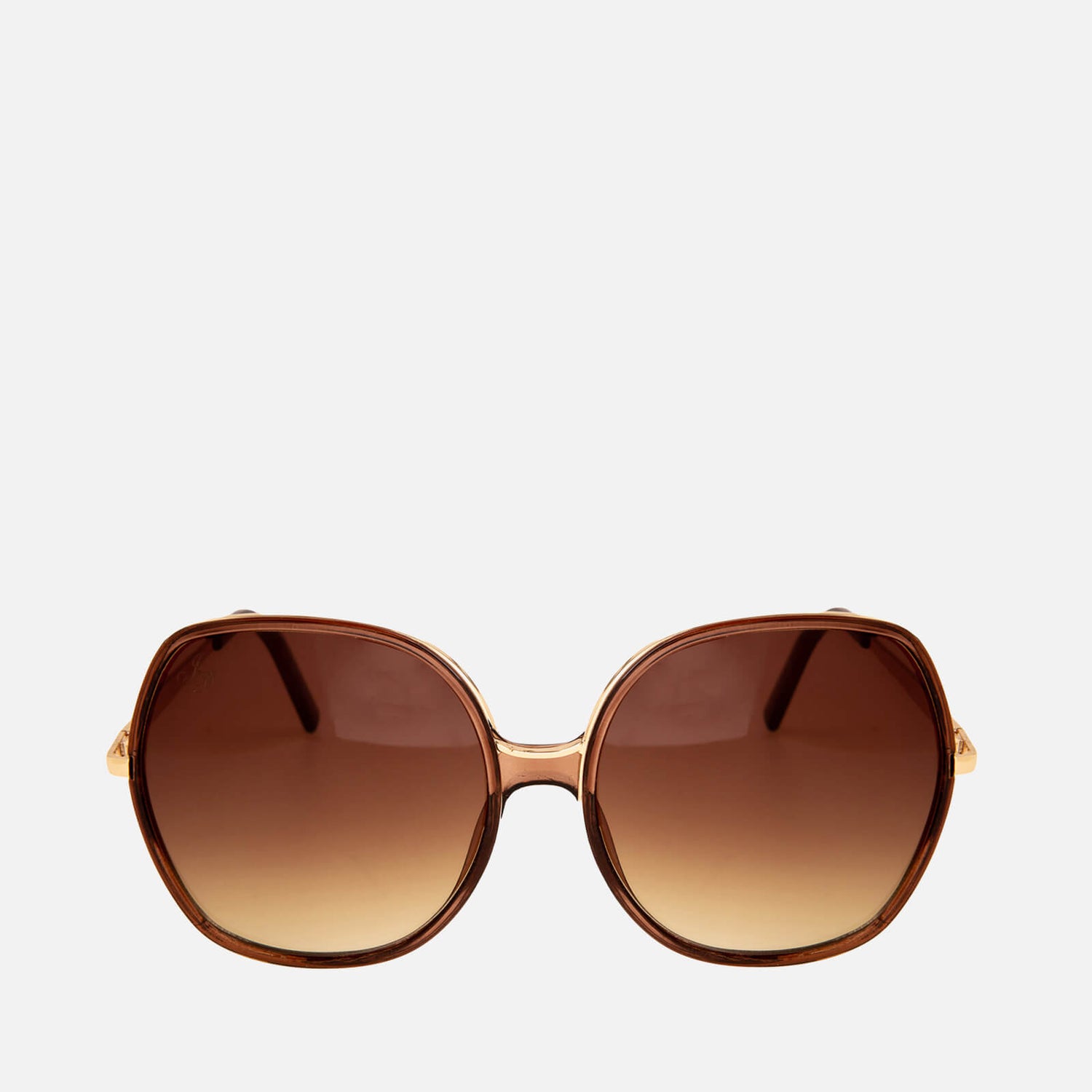 Jeepers Peepers Oversized RoundFrame Metal Sunglasses