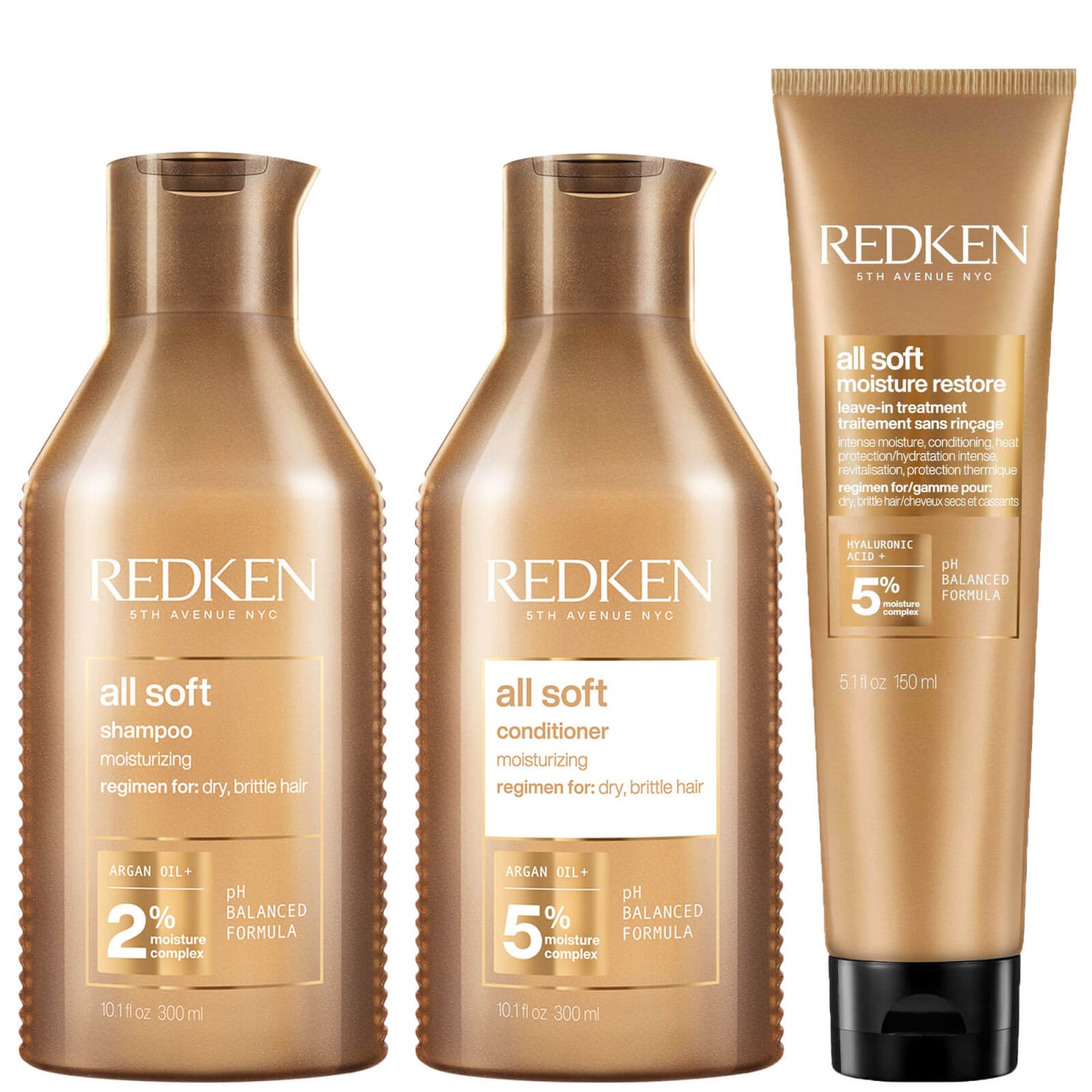 Redken All Soft Shampoo, Conditioner and Leavein Routine for Dry Hair