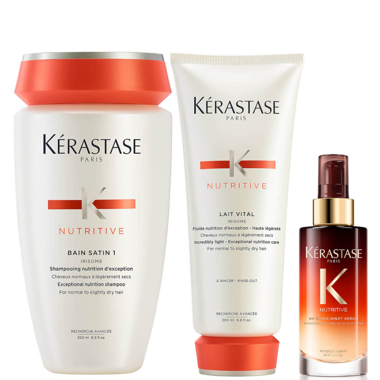 Kérastase Nutritive Shampoo, Conditioner and Serum Trio for Dry to Very