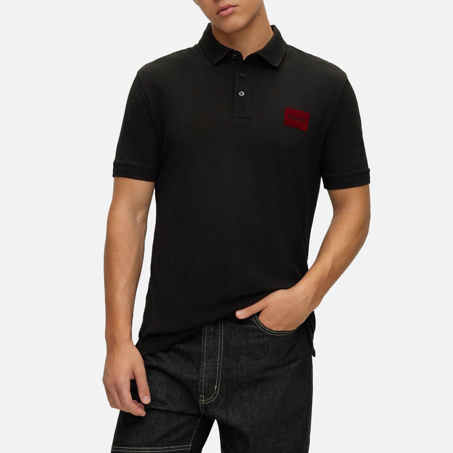 HUGO Dereso V Badge Logo Polo Shirt TheHut hugo-dereso-v-badge-logo-polo-shirt-thehut