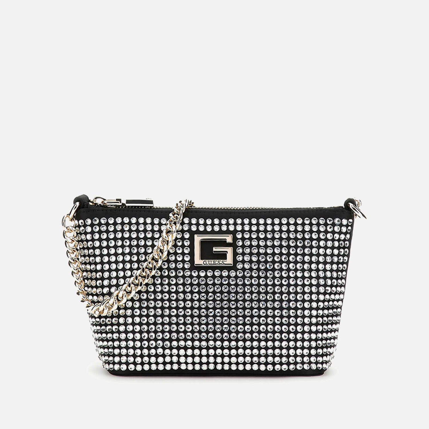 Guess Gilded Glamour Mini Zip Rhinestone Bucket Bag