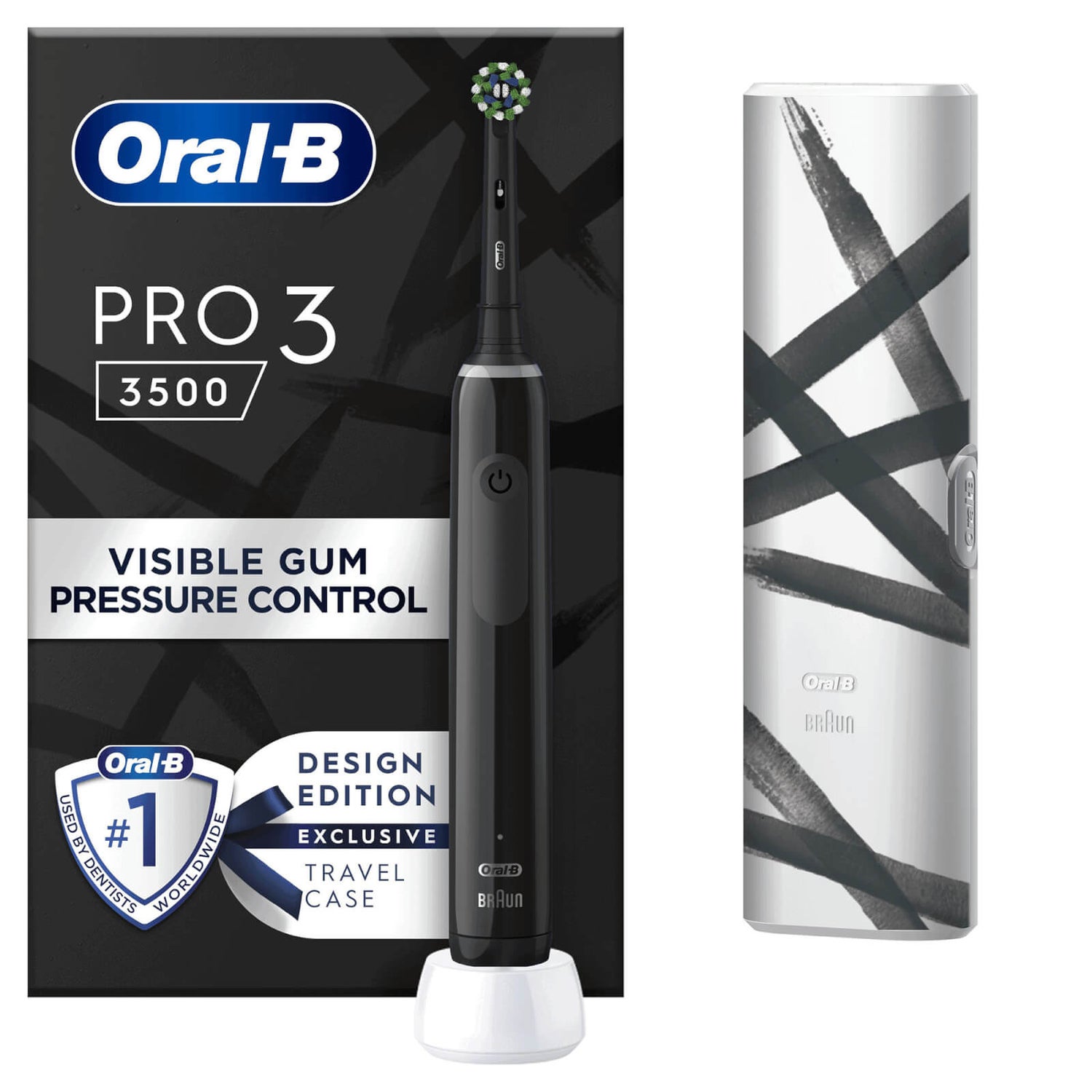 Oral B Pro 3500 Electric Toothbrush Black Striking with Travel Case ...