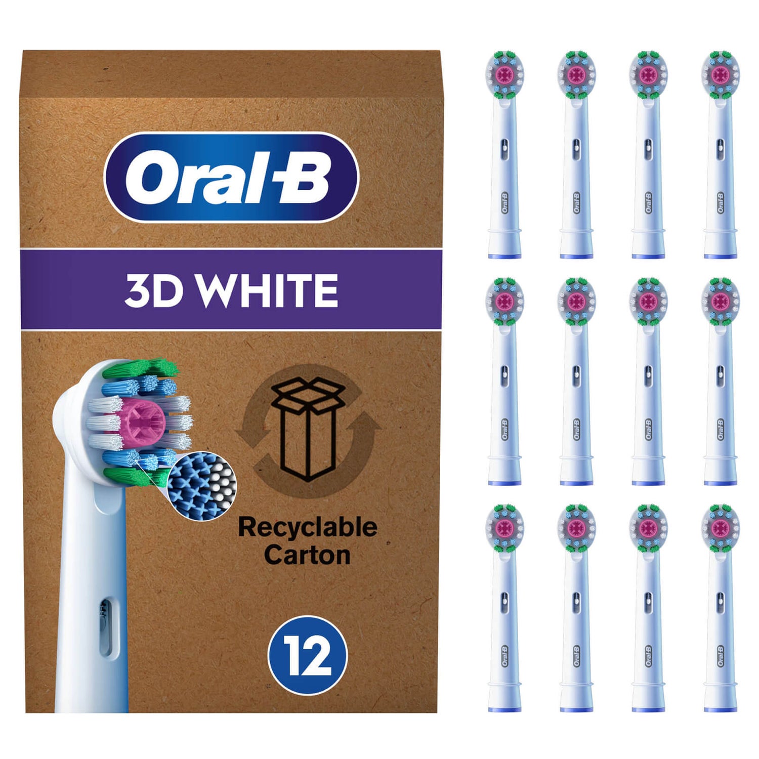 Oral B 3D White Toothbrush Head Pack of 12 Counts OralB UK