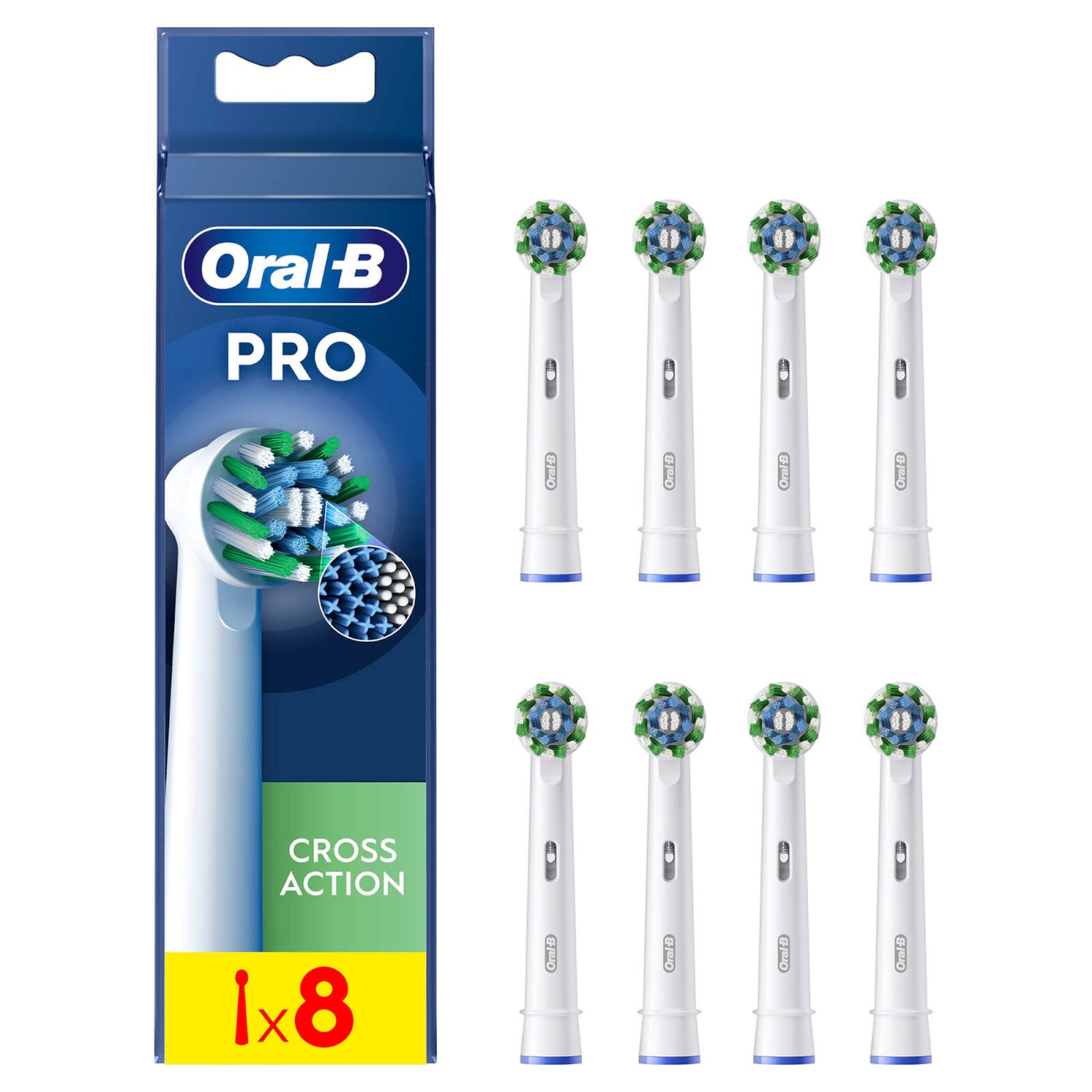 Oral B CrossAction White Toothbrush Head - Pack Of 8 Counts | Oral-B UK