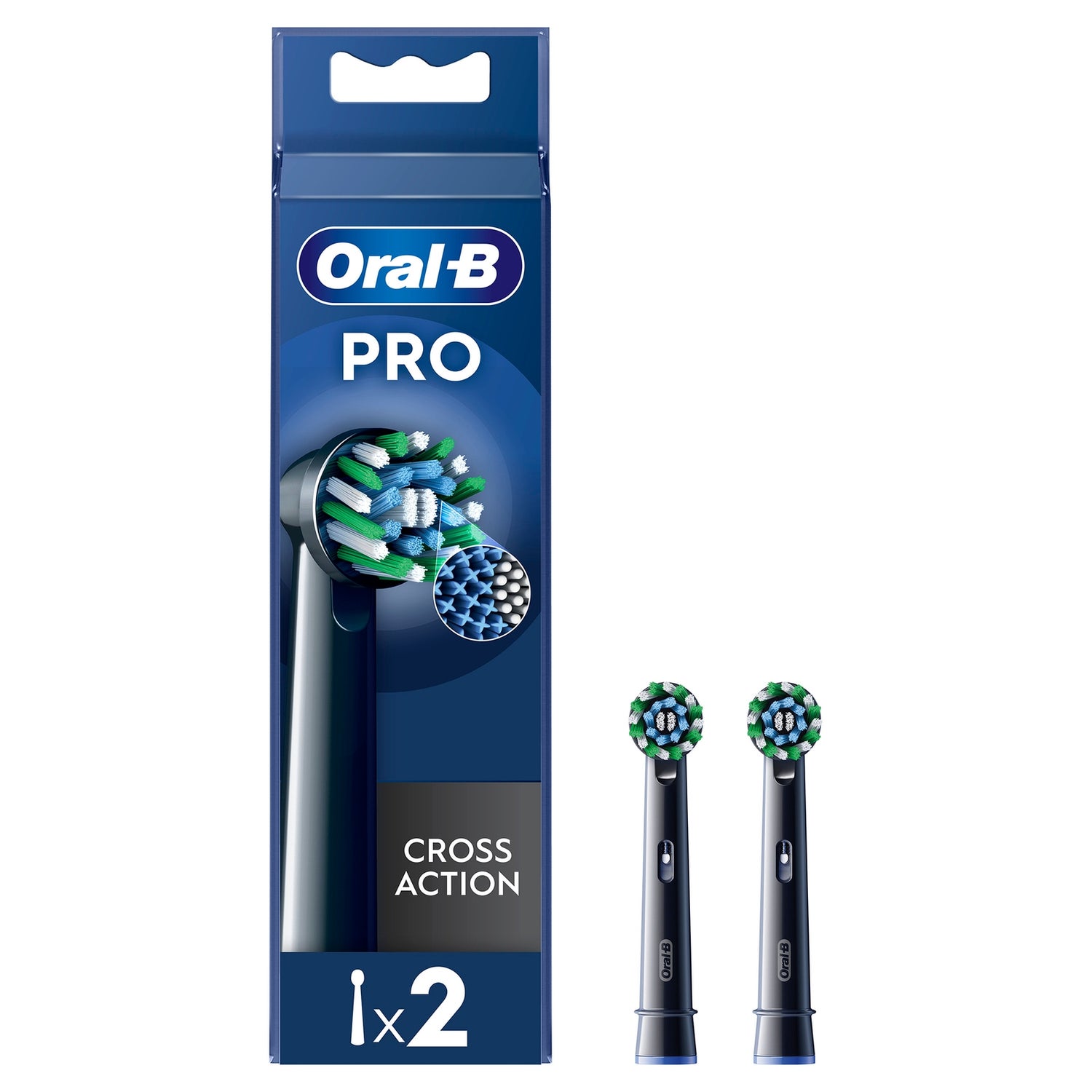 Oral B CrossAction Black Toothbrush Head Pack of 2 Counts OralB UK