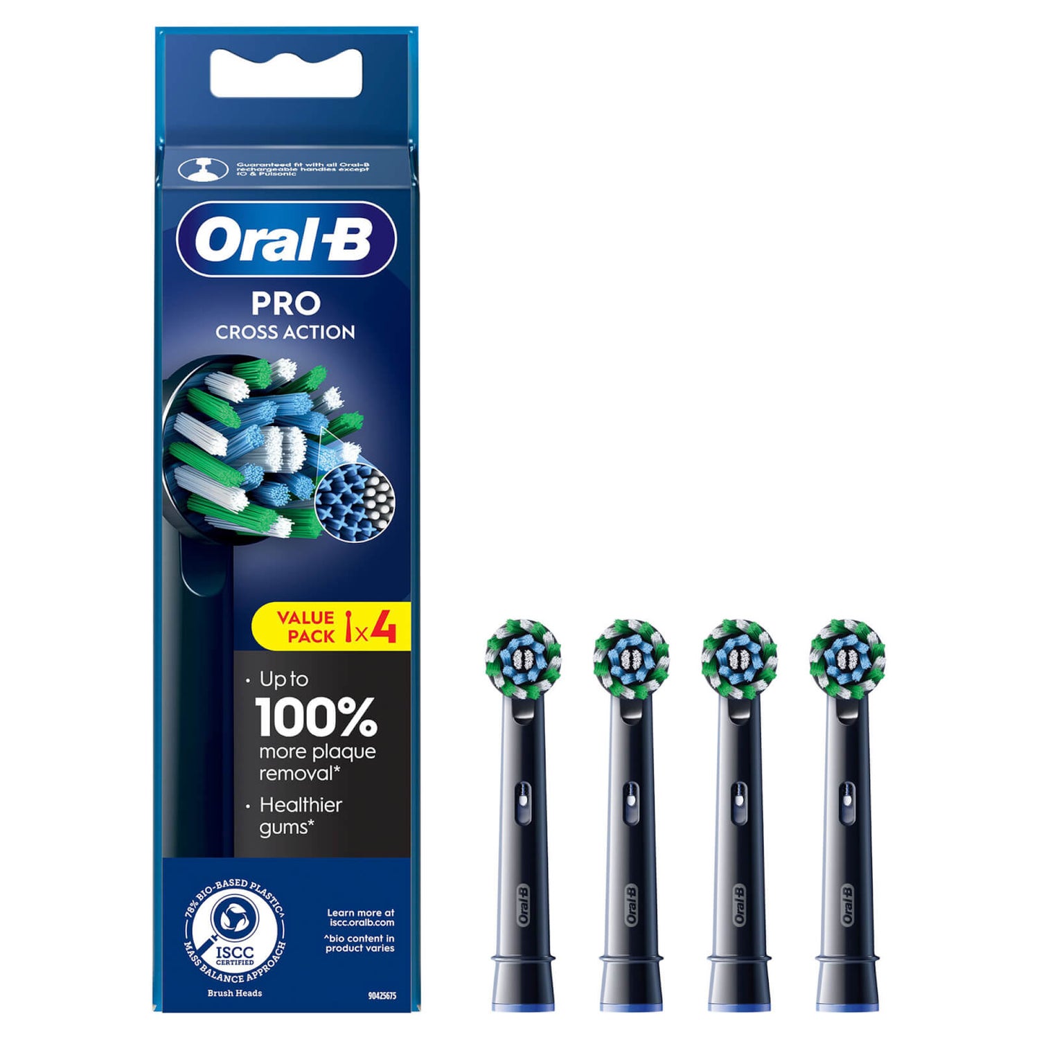 Oral B CrossAction Black Toothbrush Head - Pack Of 4 Counts | Oral-B UK