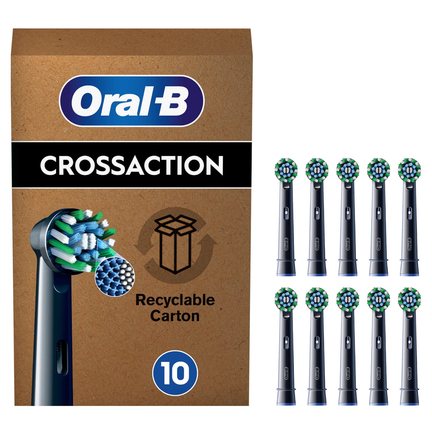 Oral B CrossAction Black Toothbrush Head Pack of 10 Counts OralB UK