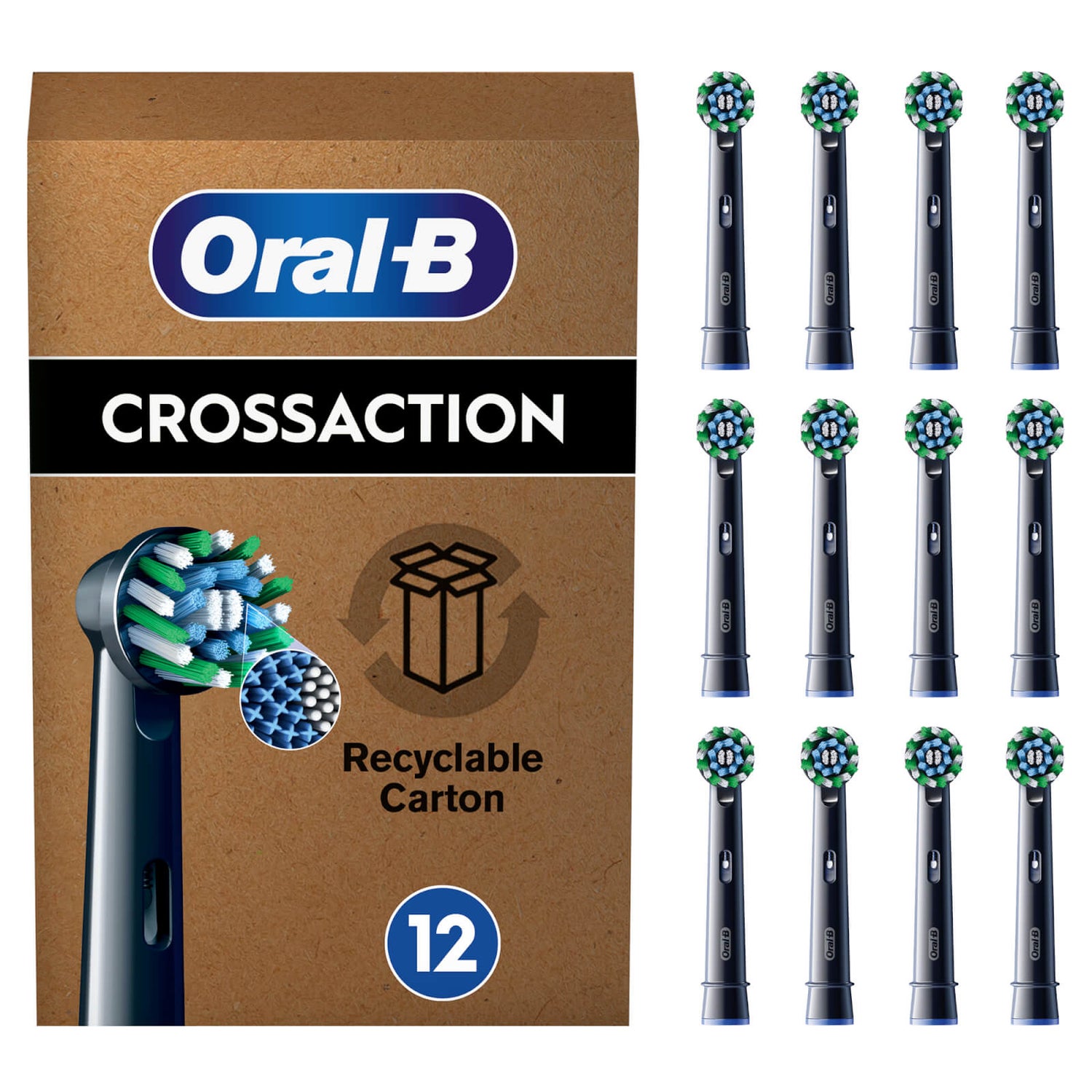 Oral B CrossAction Black Toothbrush Head - Pack of 12 Counts | Oral-B UK