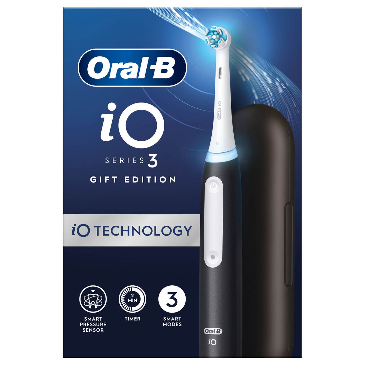 OralB iO3 Matte Black Electric Toothbrush with Travel Case OralB UK