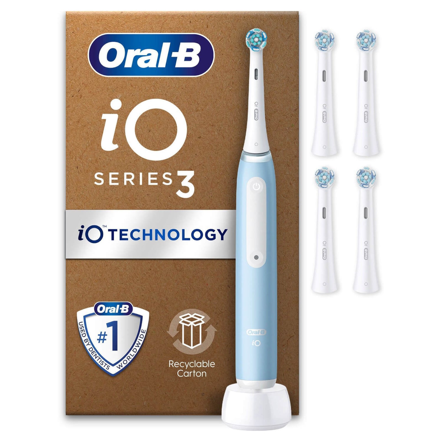 Oral B iO3 Electric Toothbrush Blue with 4ct Extra Ultimate Clean White