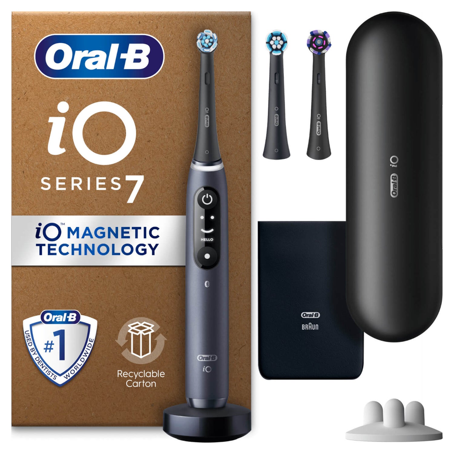 Oral B iO7 Electric Toothbrush Black Onyx with 2ct Extra Refills OralB UK