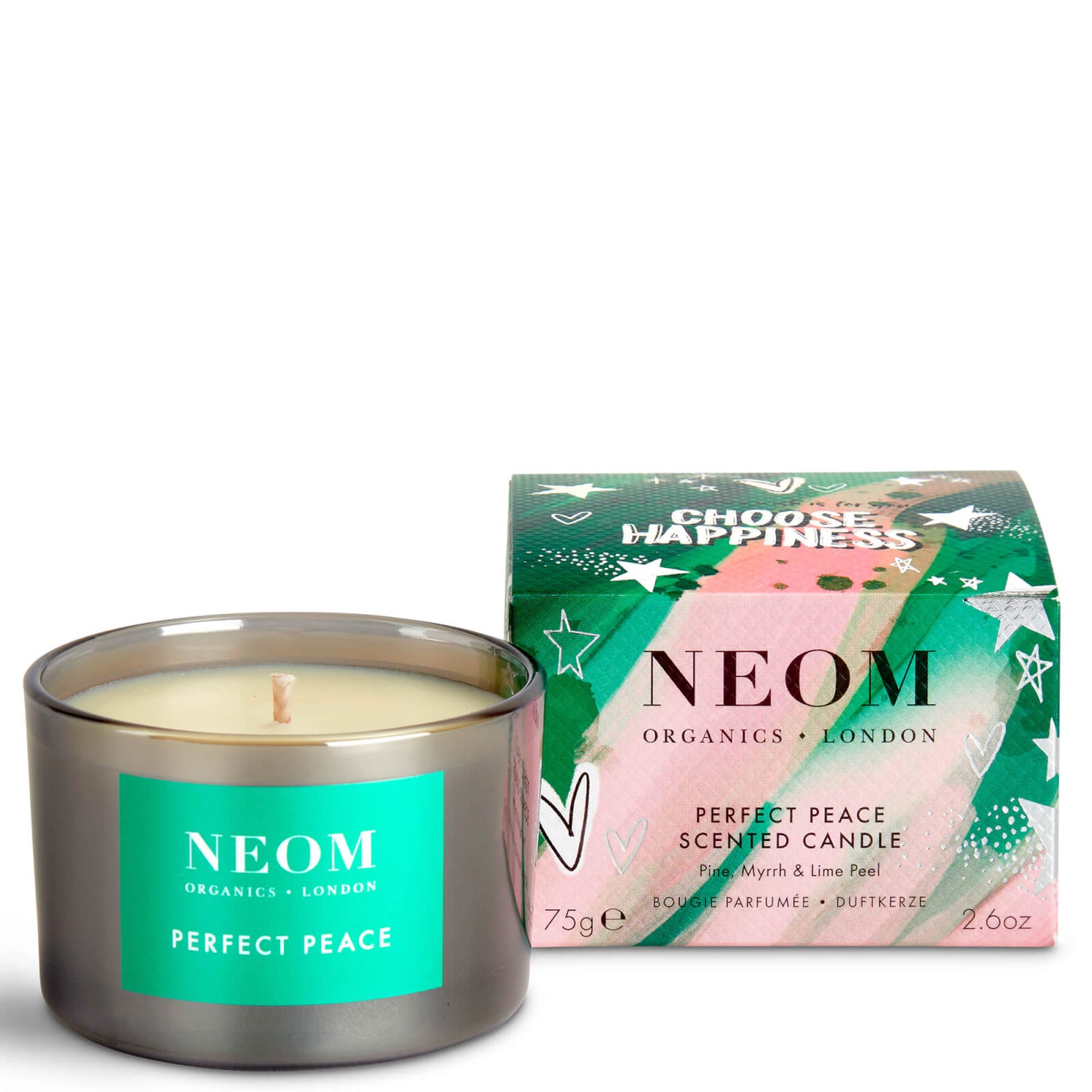 NEOM Perfect Peace Travel Candle 75g LOOKFANTASTIC