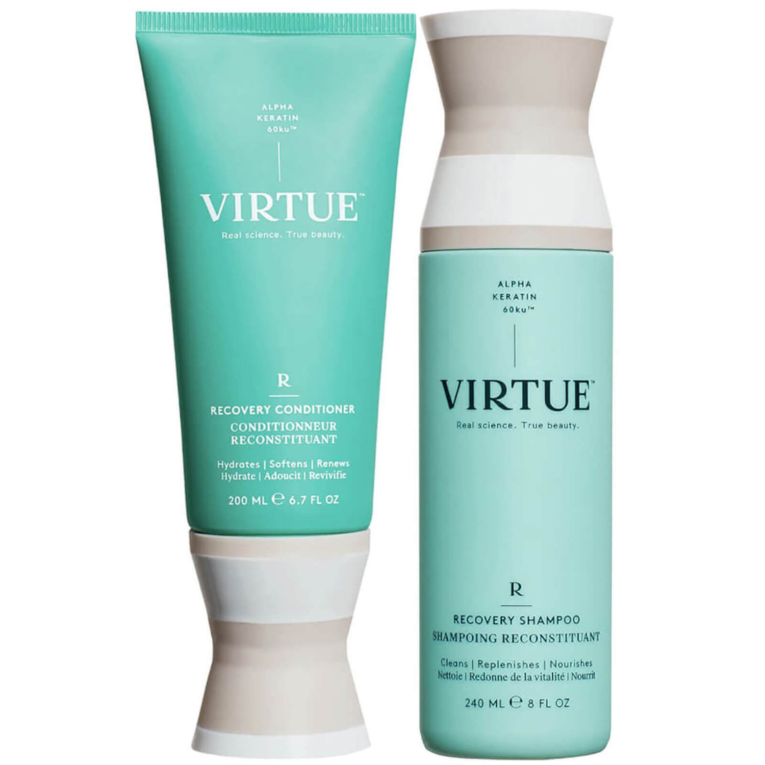 VIRTUE Recovery Shampoo and Conditioner Duo For Dry, Damaged and