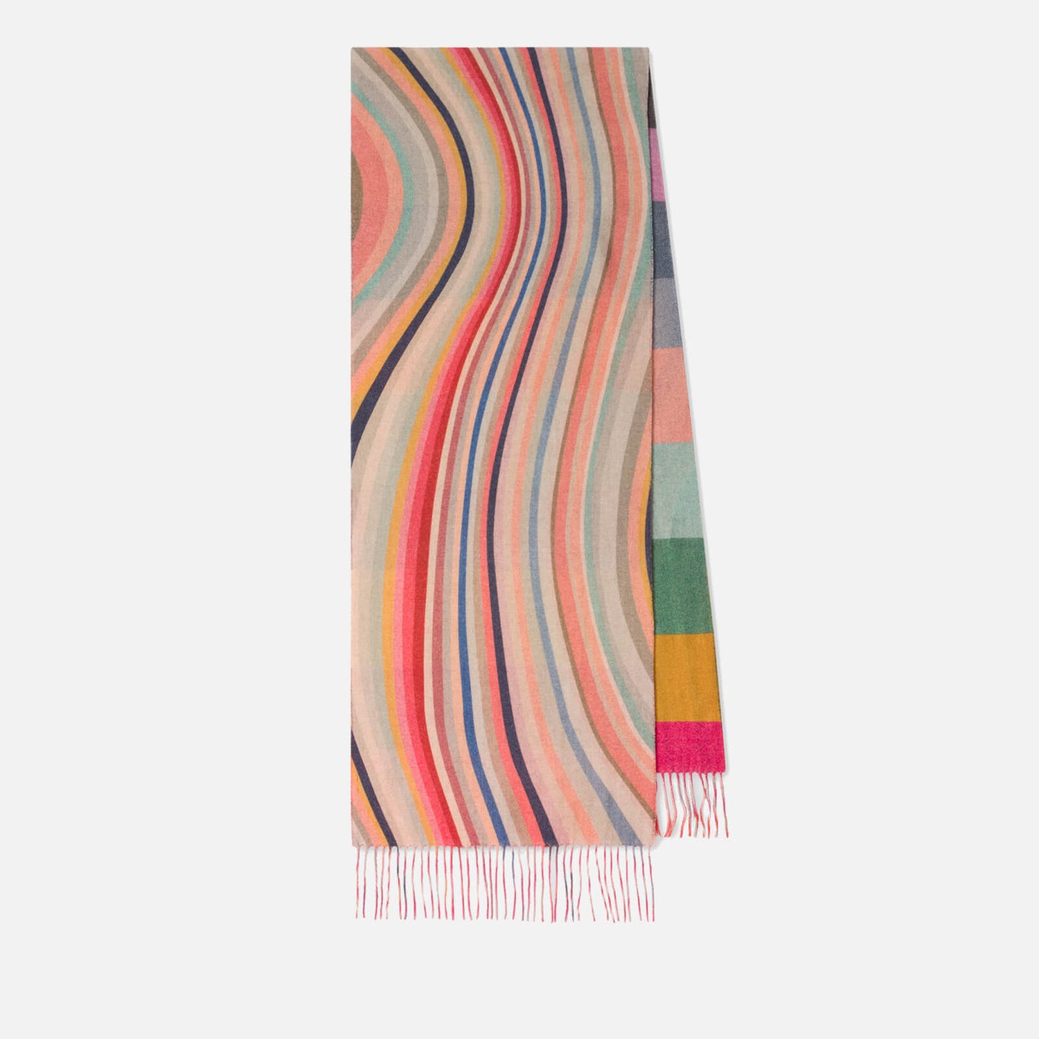 Paul Smith Swirl Striped Wool And Cashmere-Blend Scarf | TheHut.com